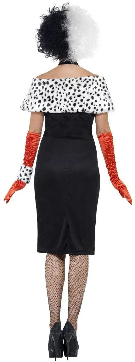 Disfraz de Cruela de Vil con Capelina para Mujer Cruella de Vil Smiffys