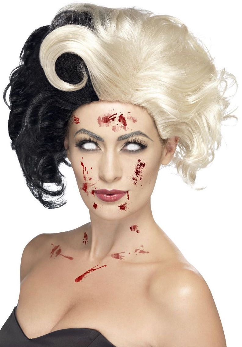 Peluca de Cruela de Vil Bicolor Rubia y Morena Cruella de Vil Smiffys
