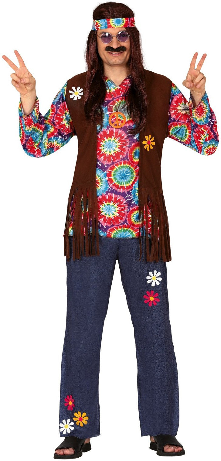 Disfraz de Hippie Floreado para Hombre Hippie Guirca