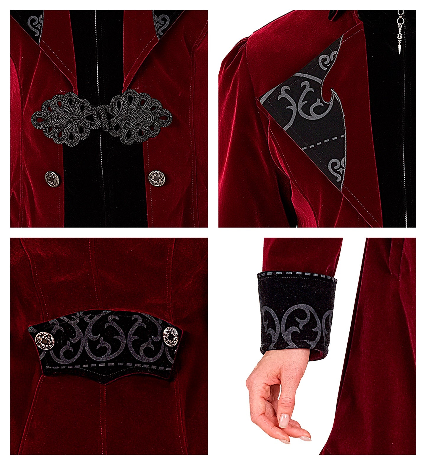 Chaqueta Gótica de Terciopelo Rojo Burdeos para Mujer