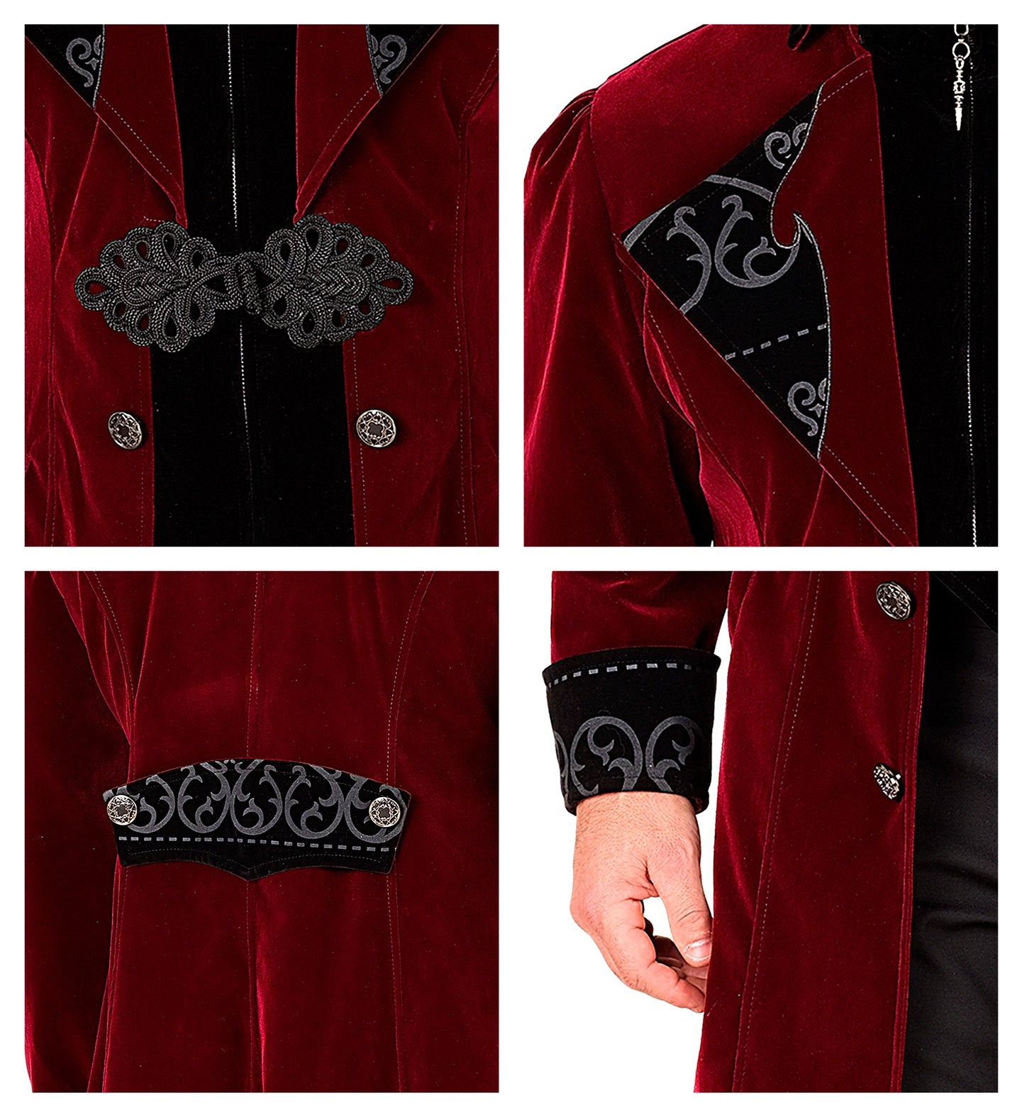 Chaqueta Gótica de Terciopelo Rojo Burdeos para Hombre