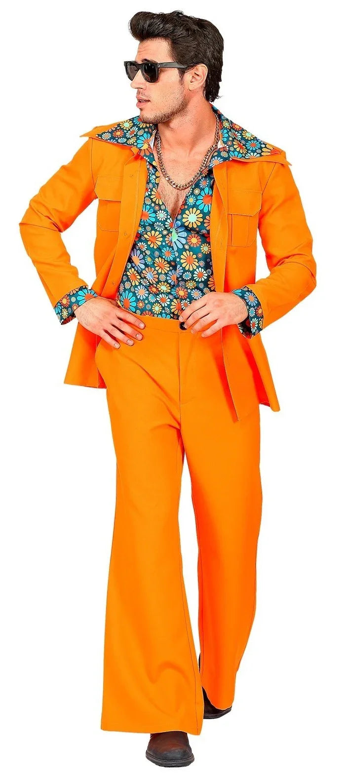 Traje Disco Años 70 Naranja para Hombre Disco Widmann
