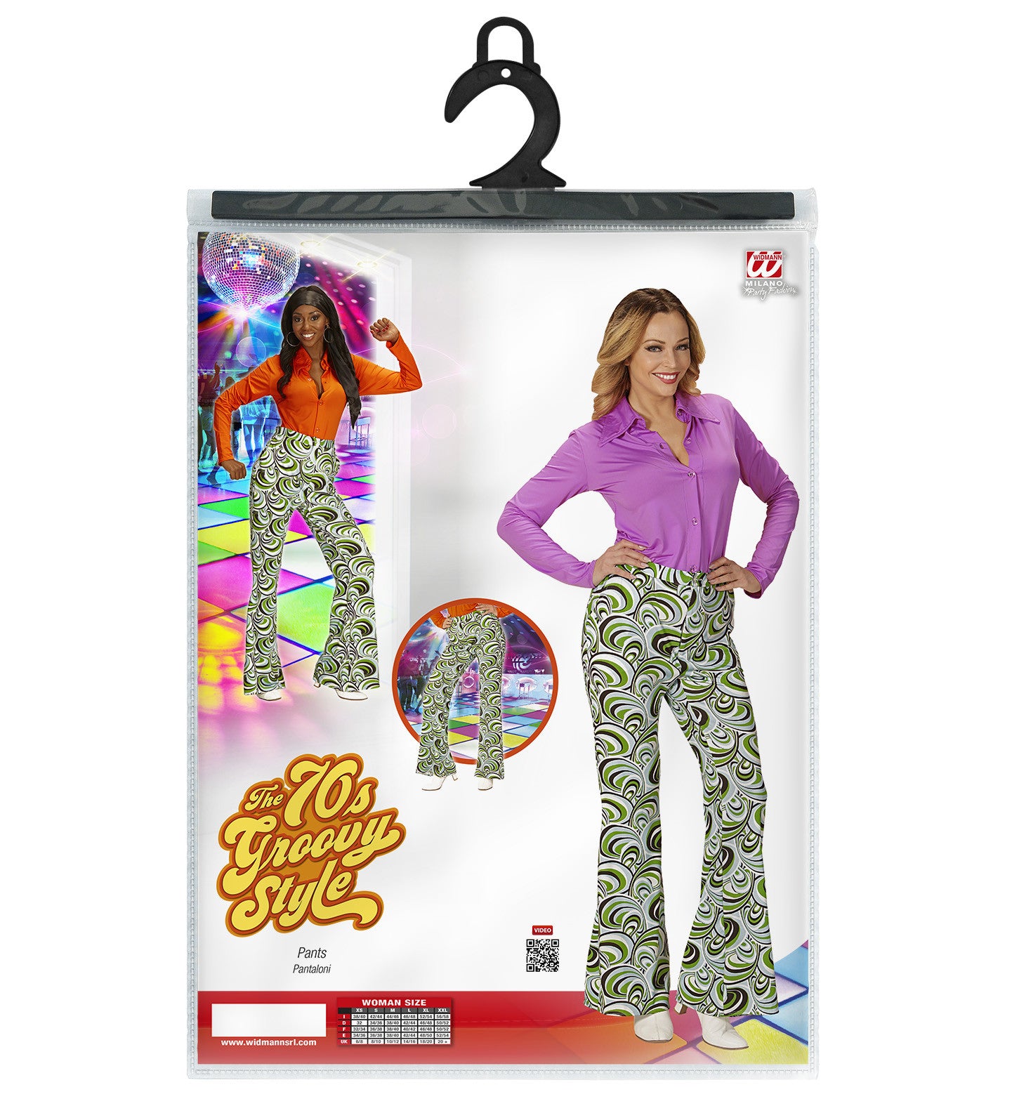 Pantalones de Campana Disco con Ondas para Mujer Disco Widmann
