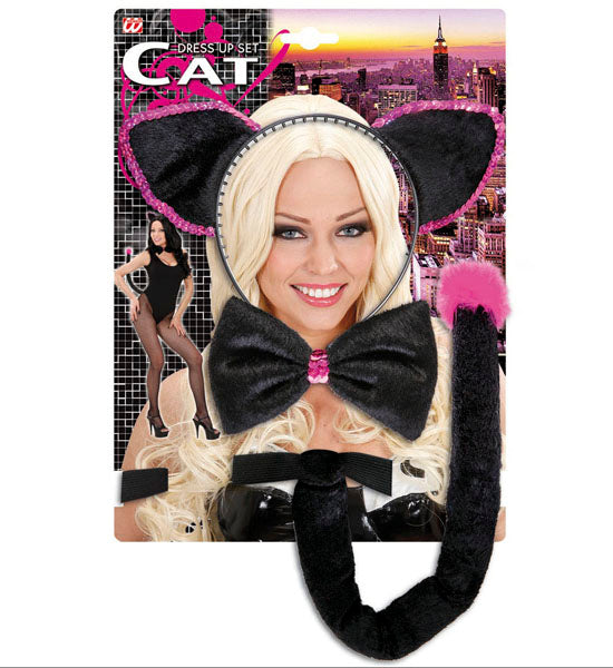 Set de Gatita Negro y Rosa COMPLEMENTOS Widmann