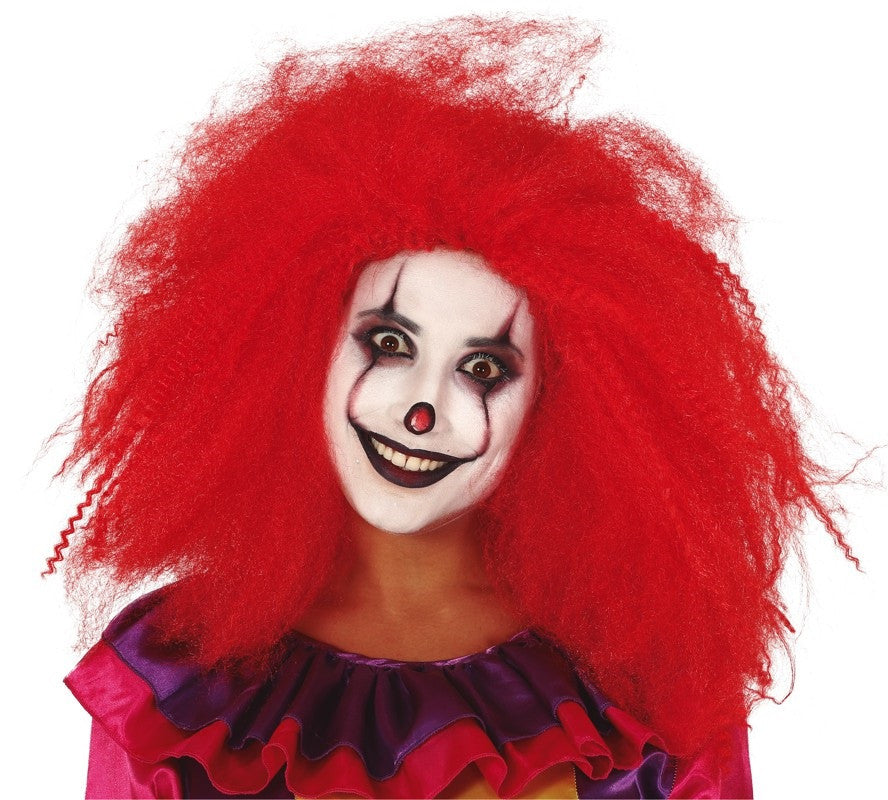 Peluca de Payaso Roja con Pelo Largo Cardado Complementos Payasos Guirca