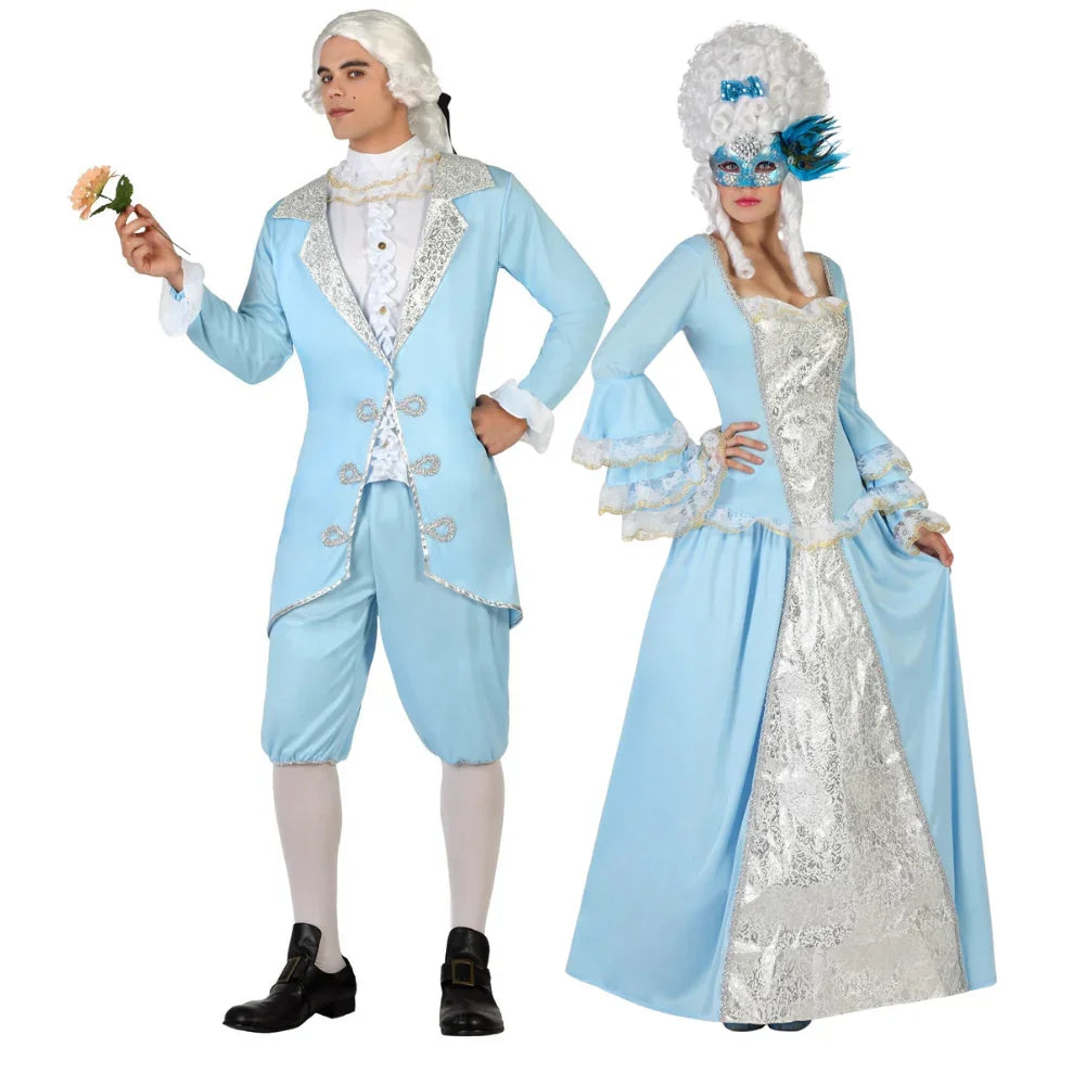 Disfraces en Pareja de Cortesanos Azules Venecianos y de Época Disfraces Simon