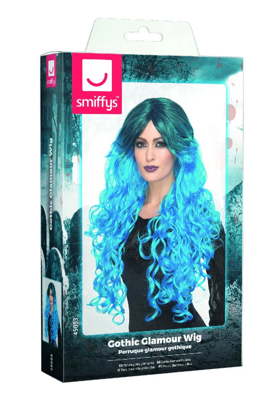 Peluca Azul con Melena Larga y Raíz Oscura Pelucas Azules Smiffys