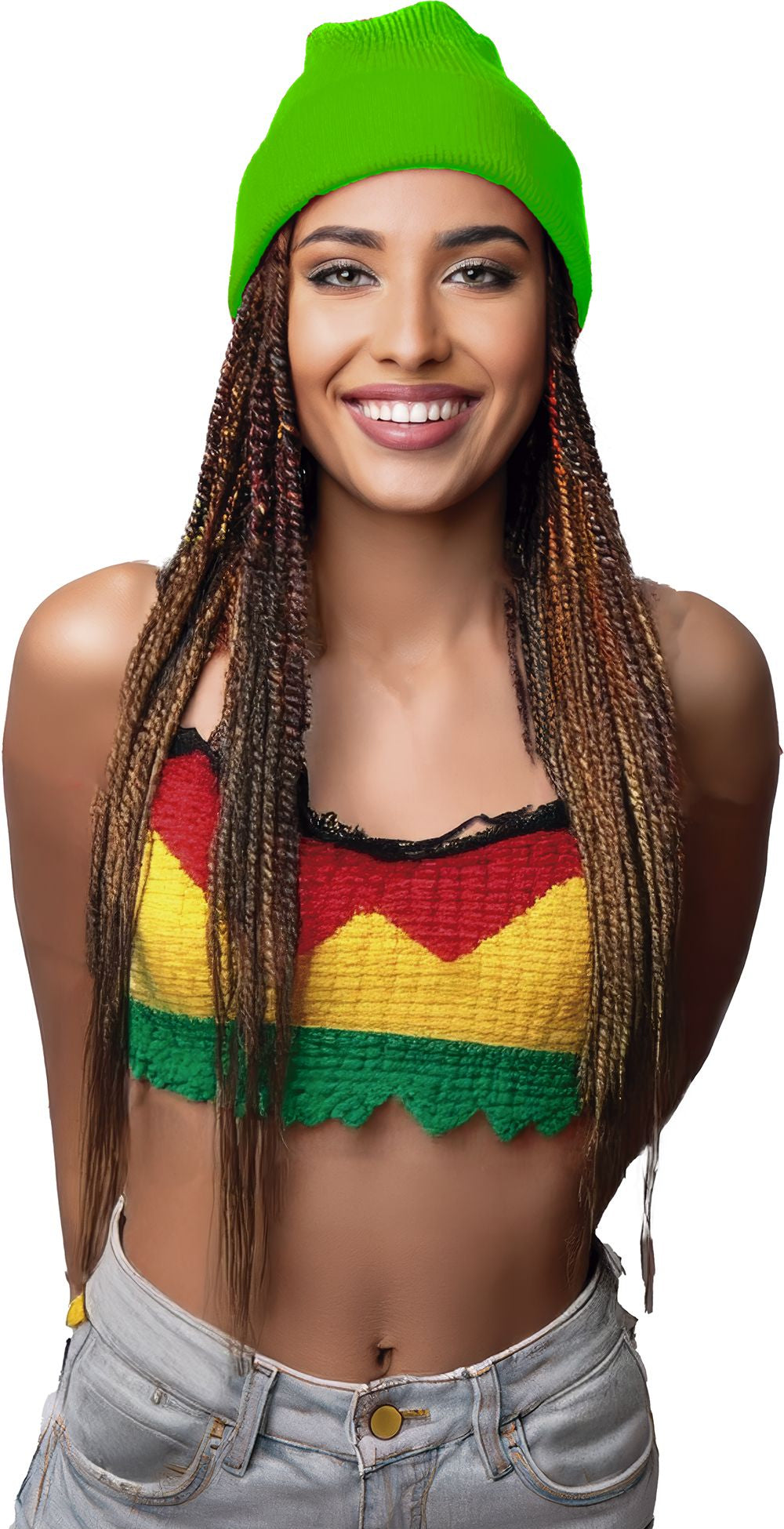 Gorro Verde Neón Tipo Lana