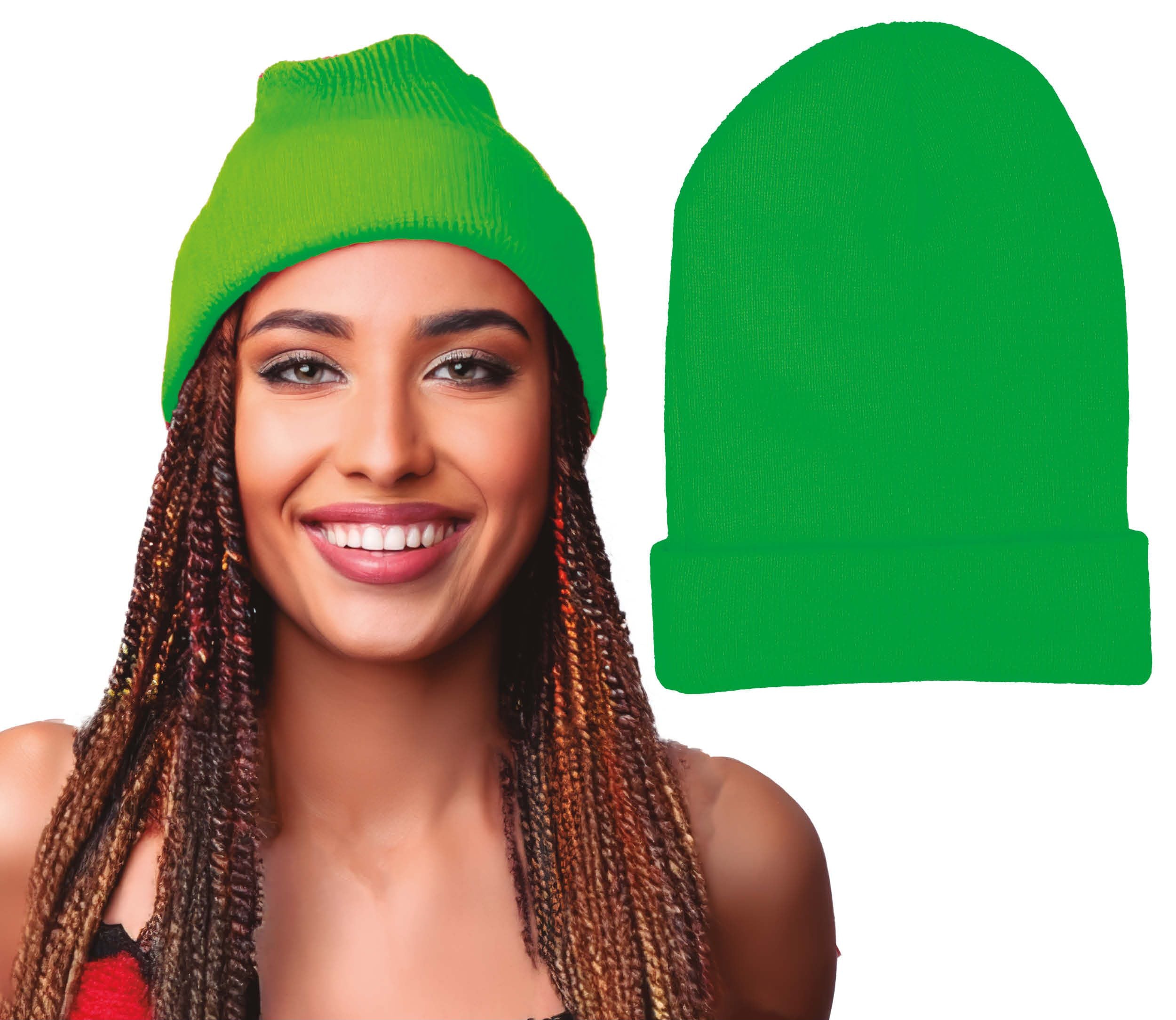 Gorro Verde Neón Tipo Lana