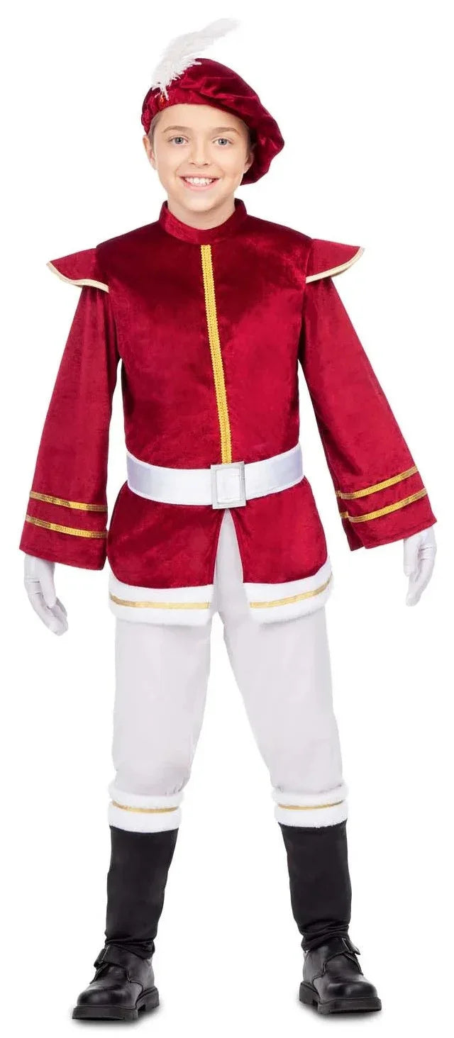 Disfraz de Paje Reyes Magos Granate para Niño Reyes Magos y Pajes Viving