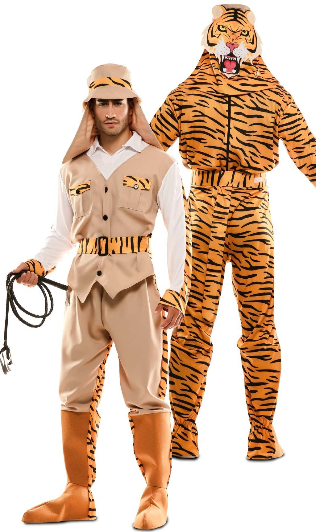 Disfraz Doble de Cazador y Tigre para Adulto Exploradores EuroCarnavales