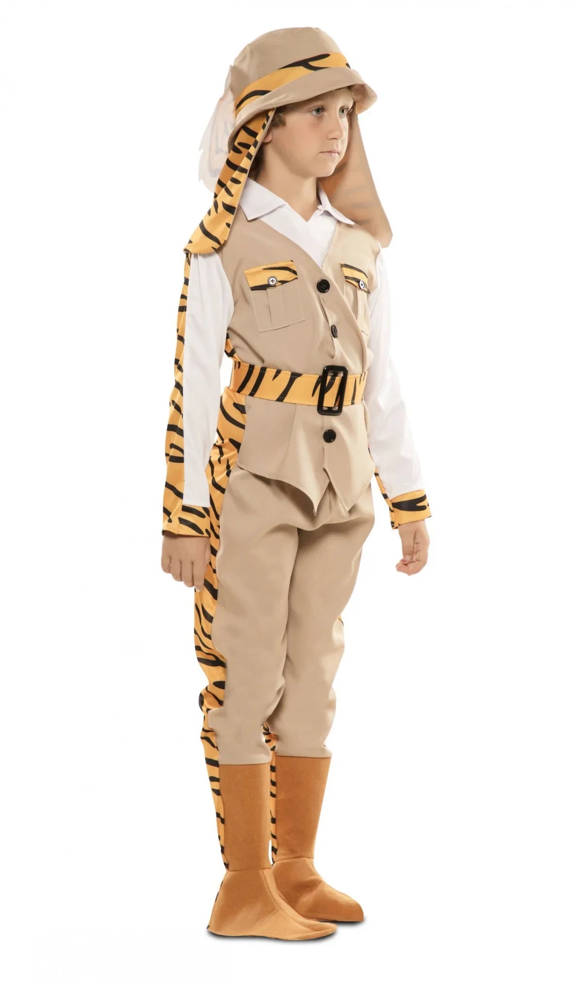 Disfraz Doble de Cazador y Tigre para Niño Exploradores EuroCarnavales