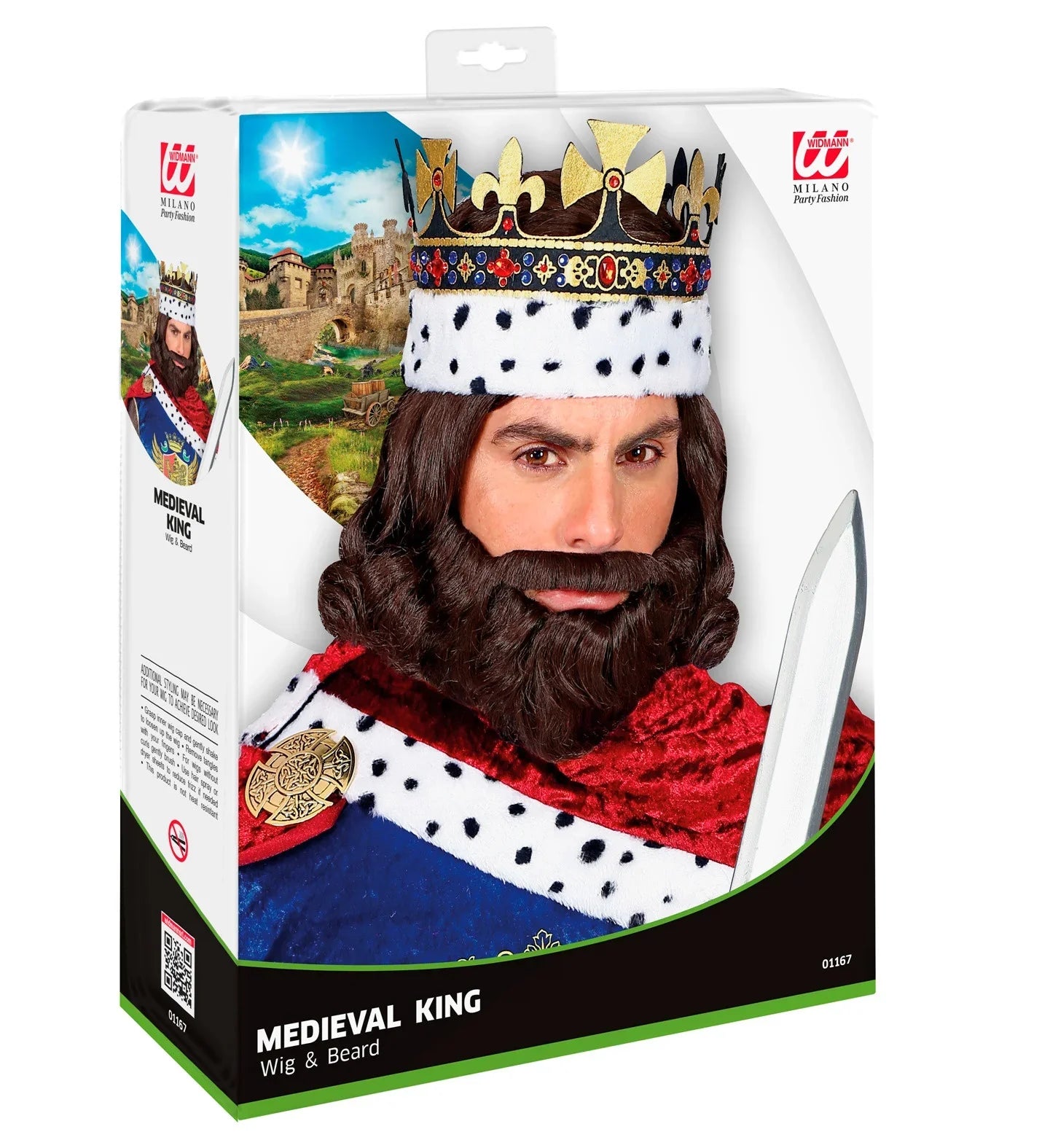 Peluca de Rey Medieval Castaña con Barba Complementos Medievales Widmann