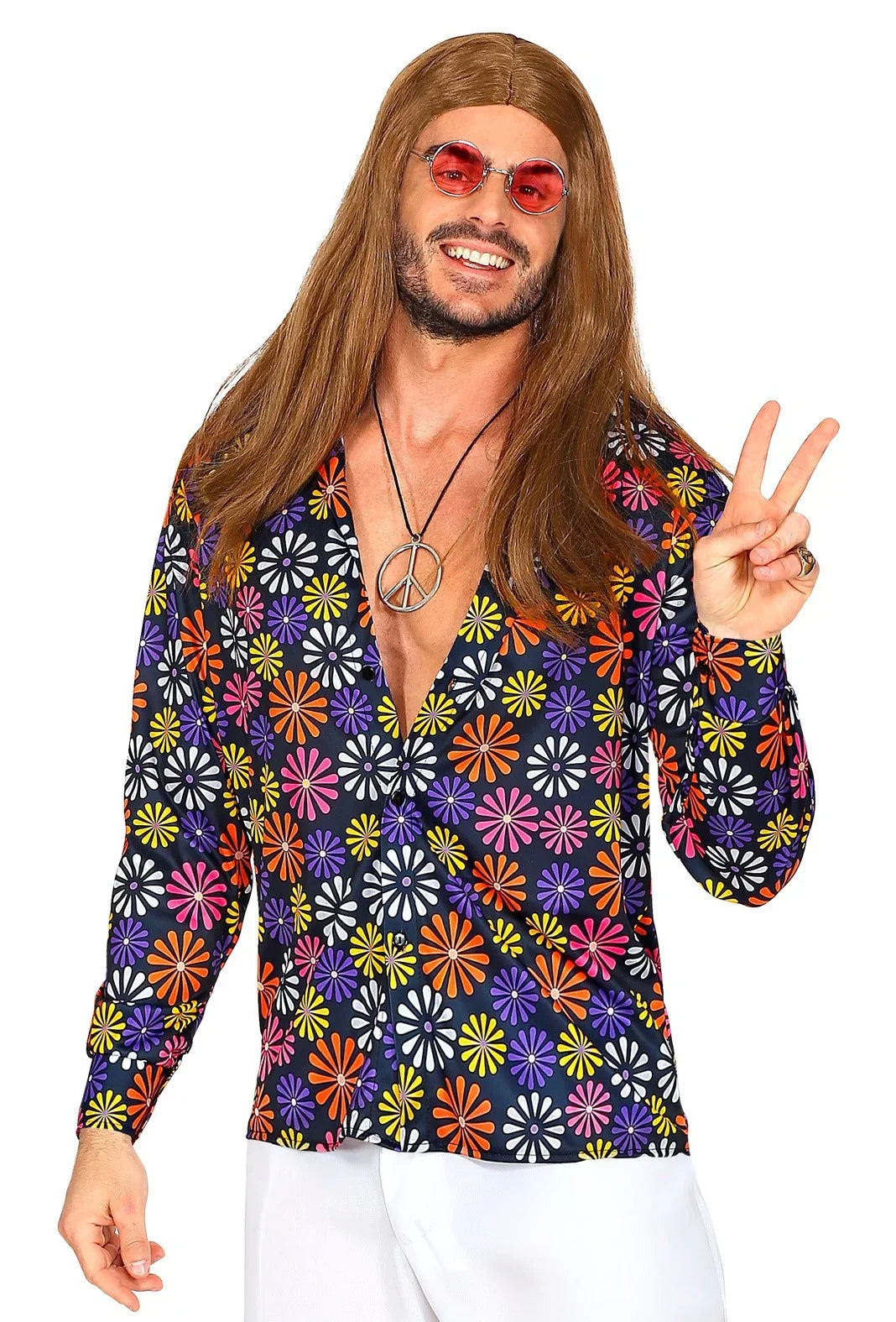 Camisa Hippie con Flores de Colores para Hombre Complementos Hippies Widmann