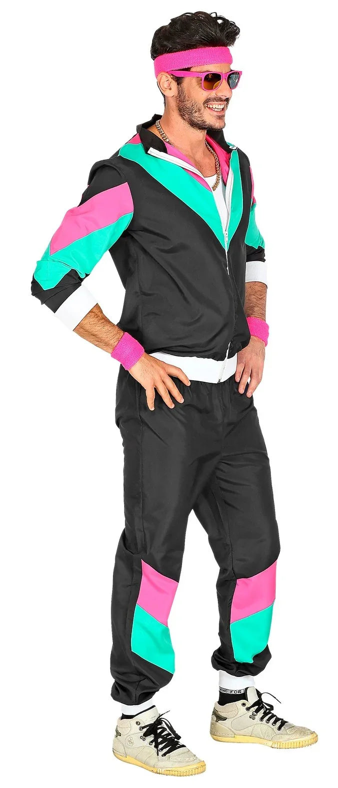 Disfraz Chándal Años 80 Negro para Adulto Chándales de Táctel Años 80 Widmann