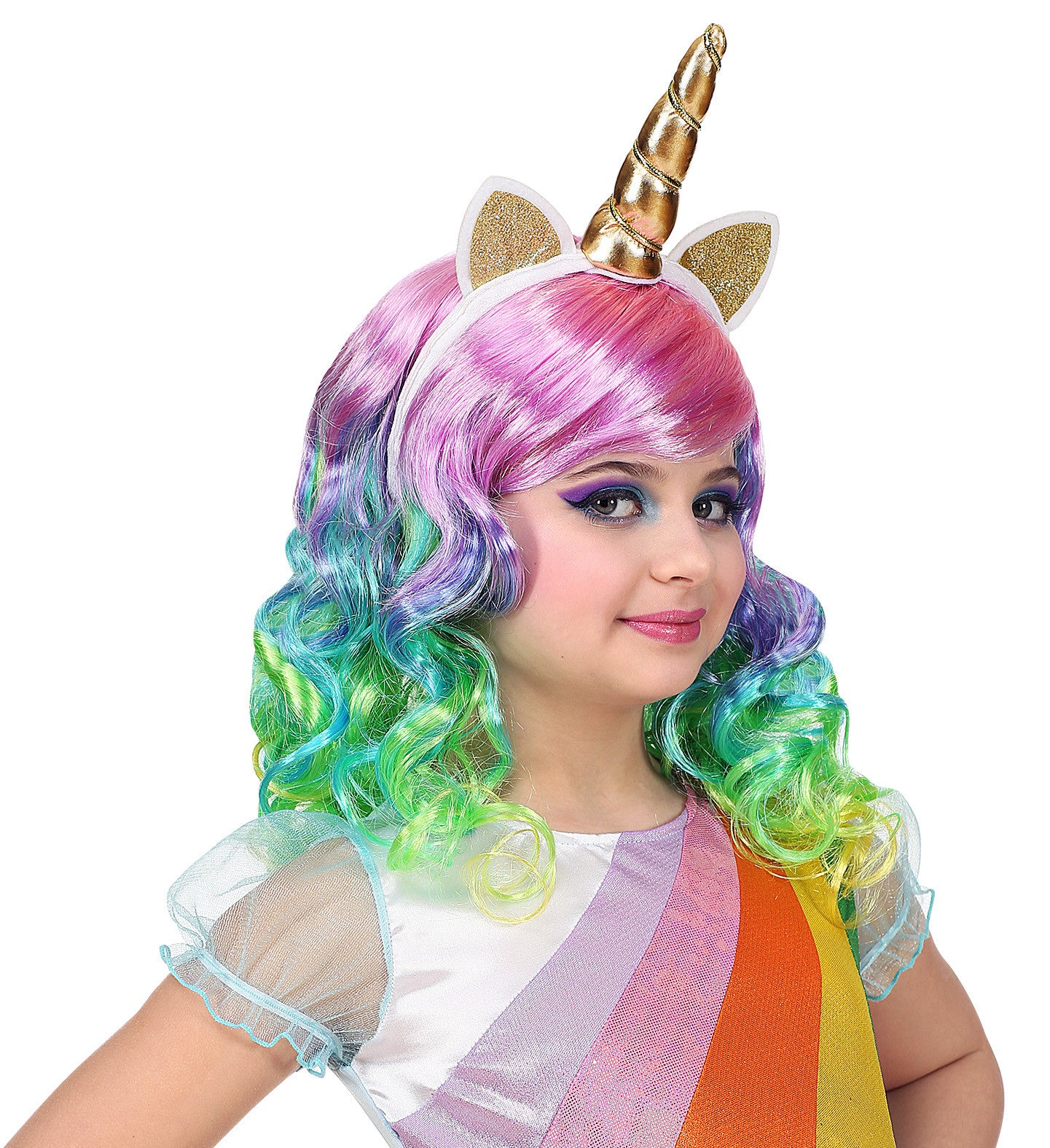 Peluca de Unicornio con Diadema para Niña Unicornio Widmann