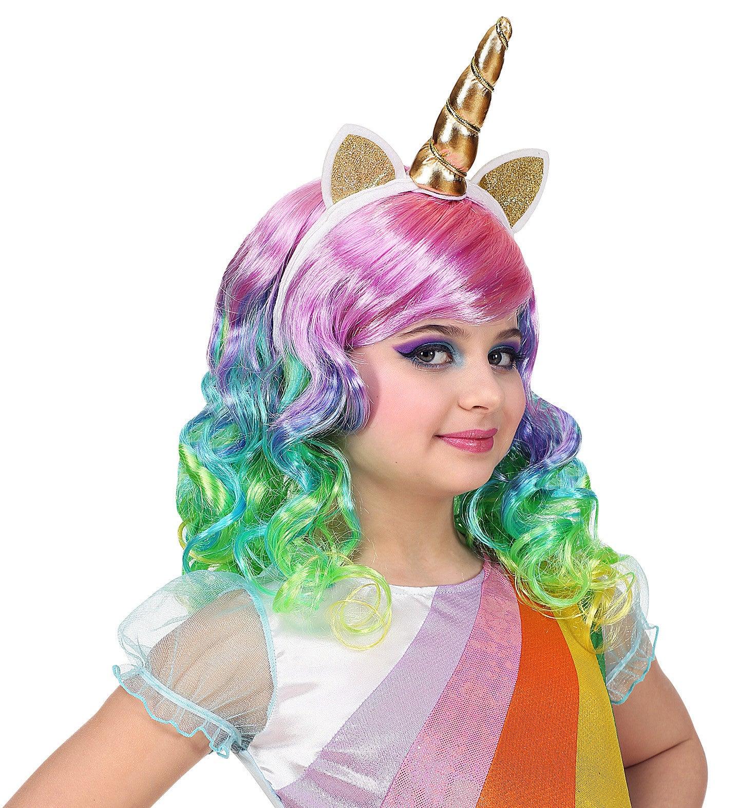 Peluca de Unicornio con Diadema para Niña Unicornio Widmann
