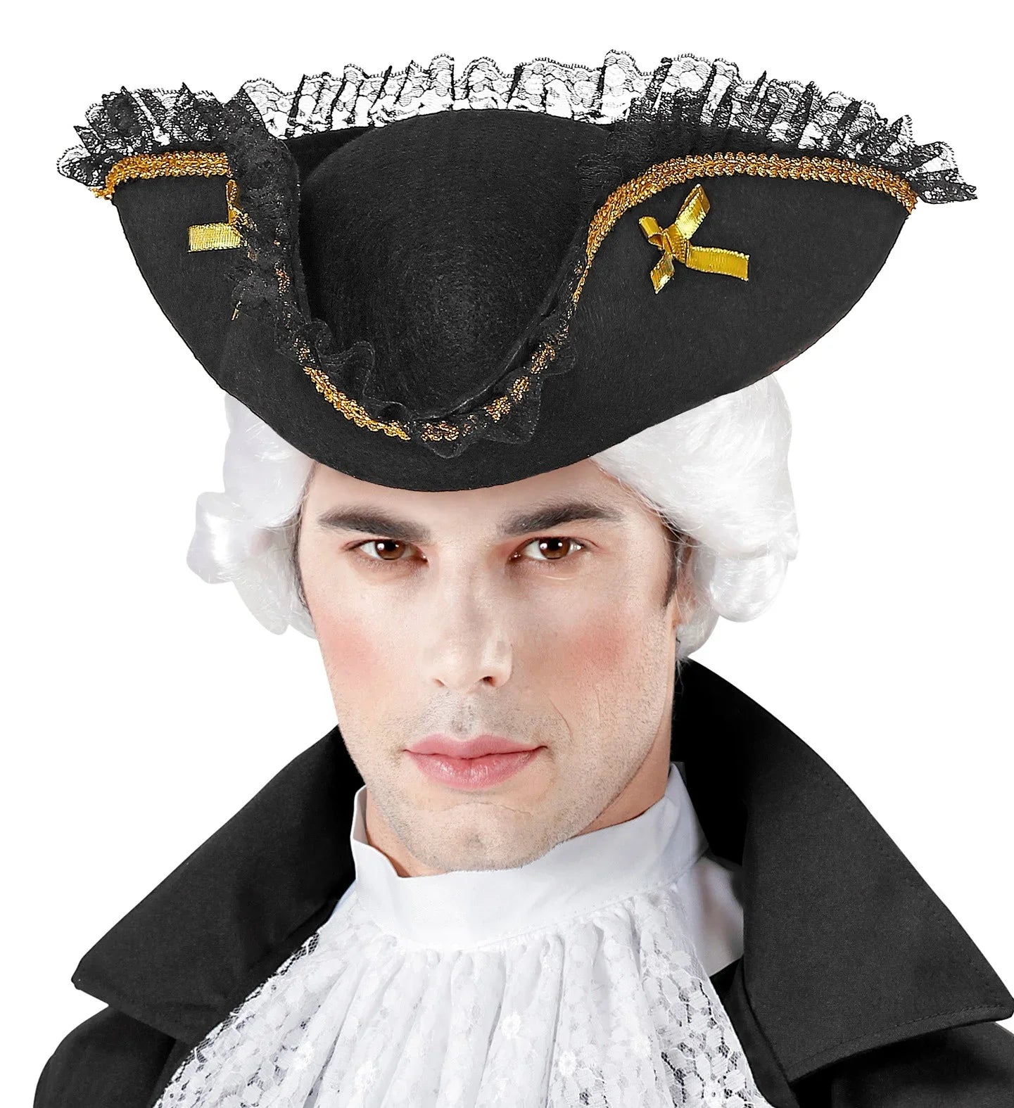 Sombrero Pirata Negro con Lazos y Puntilla Sombreros de Pirata Widmann