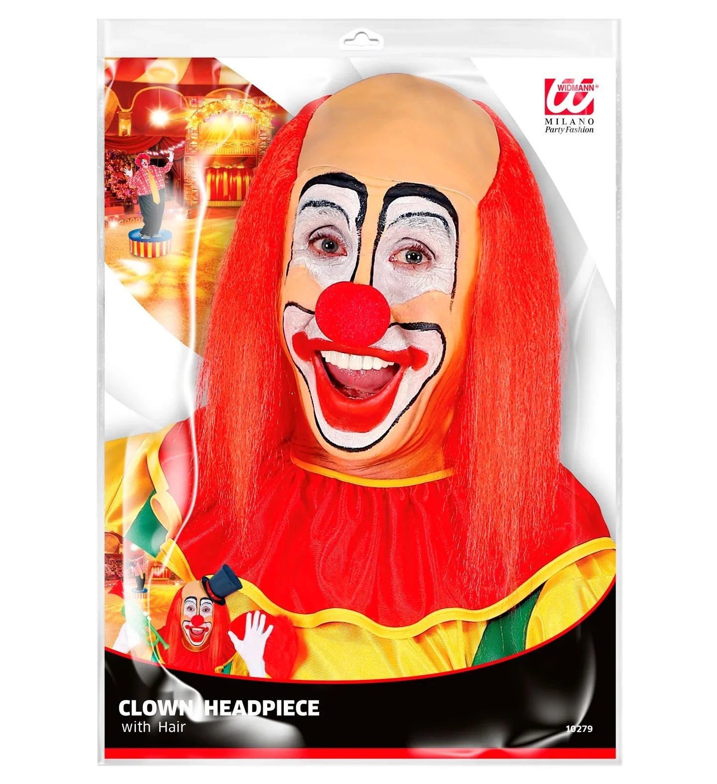 Peluca de Payaso Roja con Calva y Pelo Liso Complementos Payasos Widmann