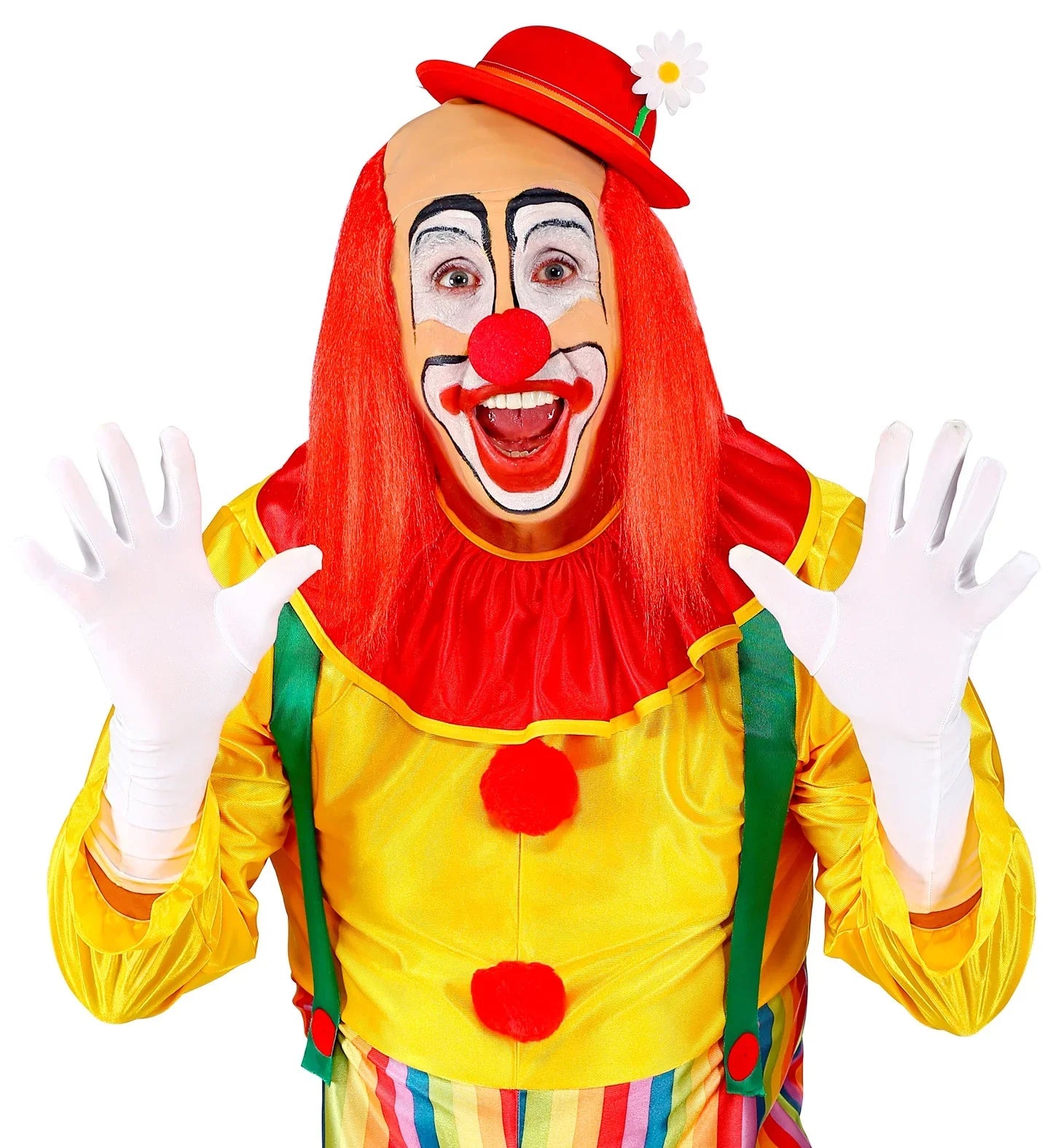 Peluca de Payaso Roja con Calva y Pelo Liso Complementos Payasos Widmann