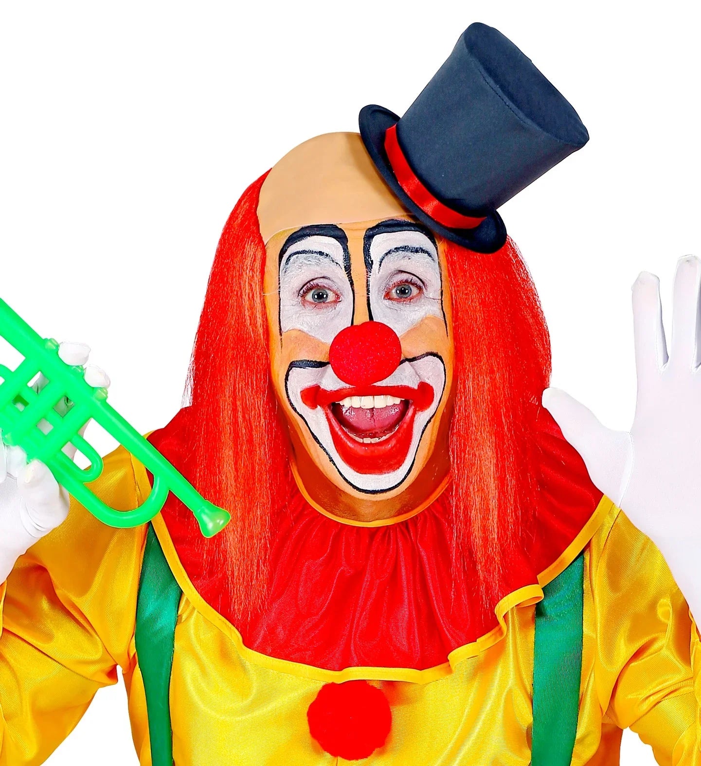 Peluca de Payaso Roja con Calva y Pelo Liso Complementos Payasos Widmann