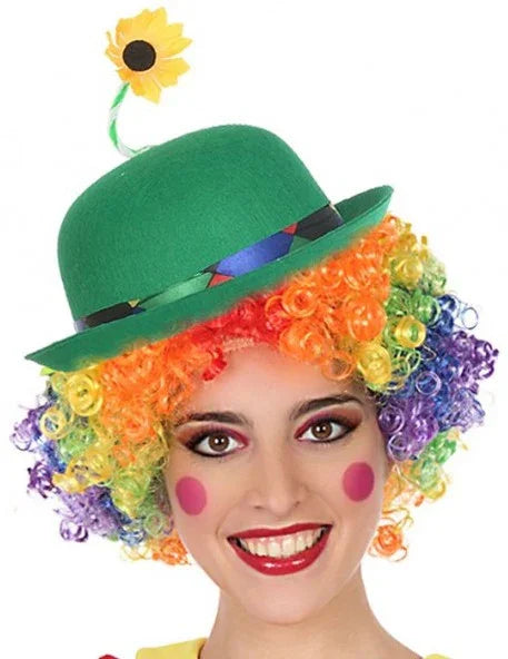 Sombrero de Payaso Verde con Flor Complementos Payasos Atosa