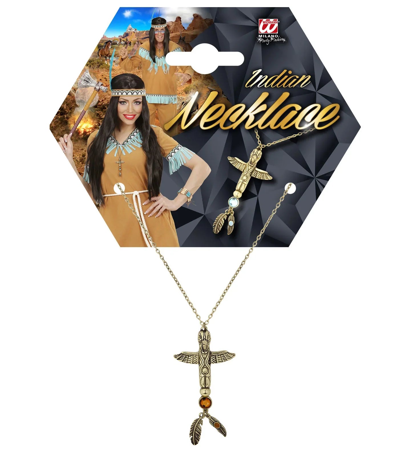 Collar Indio con Tótem y Gema Ámbar Complementos Indios Widmann