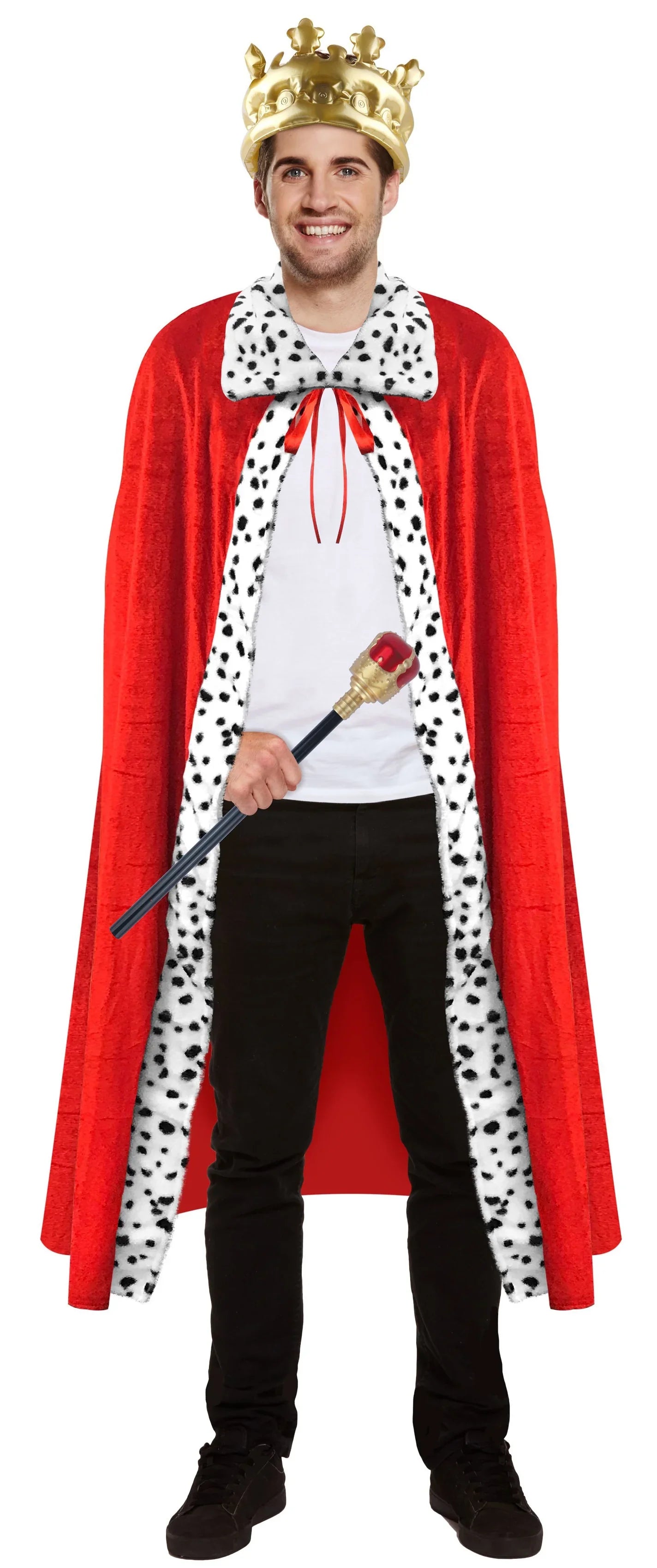 Capa de Rey Roja con Ribete de Dálmata Capas Harlequin