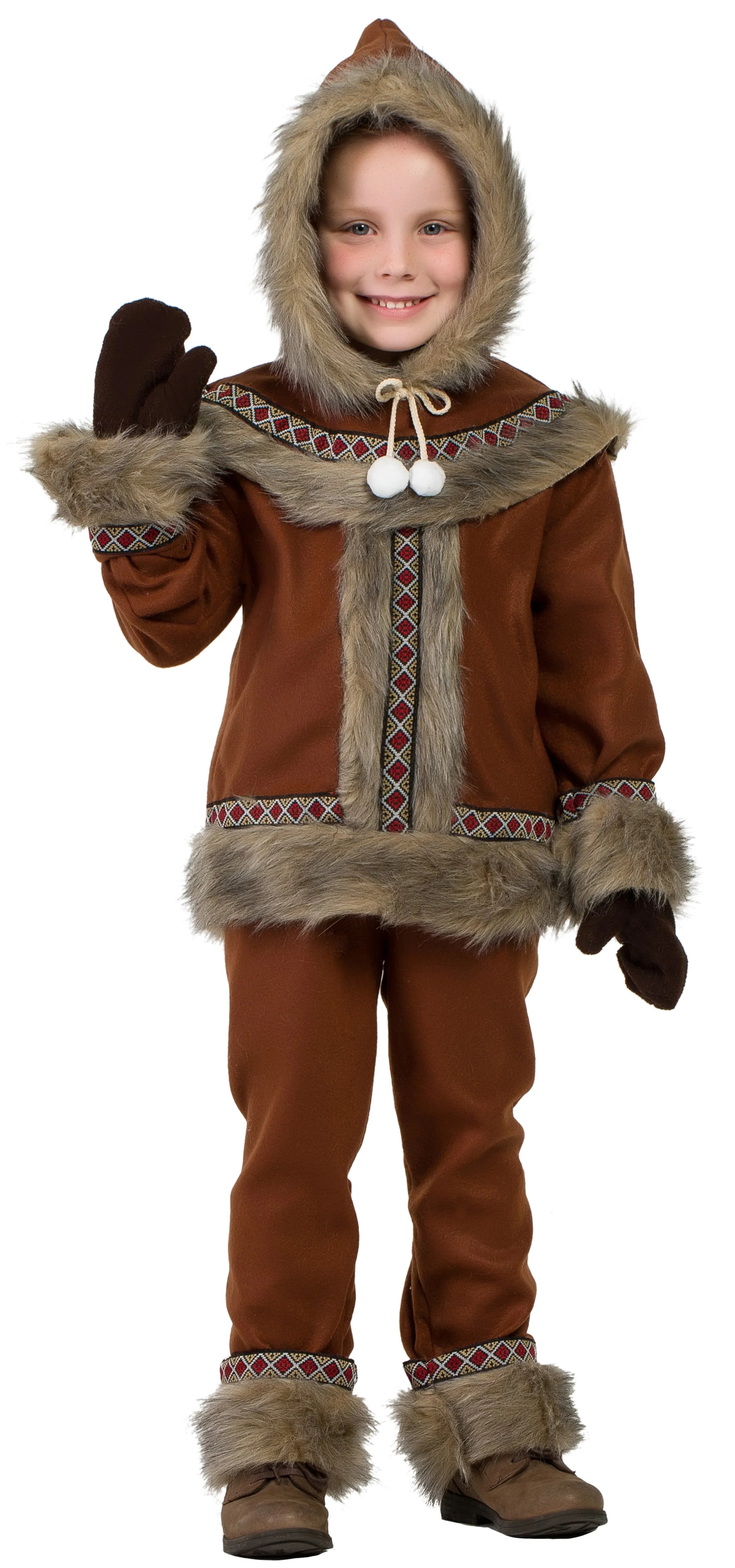 Disfraz de Esquimal Nórdico Marrón para Niño Esquimales Infantiles Kimokawaii