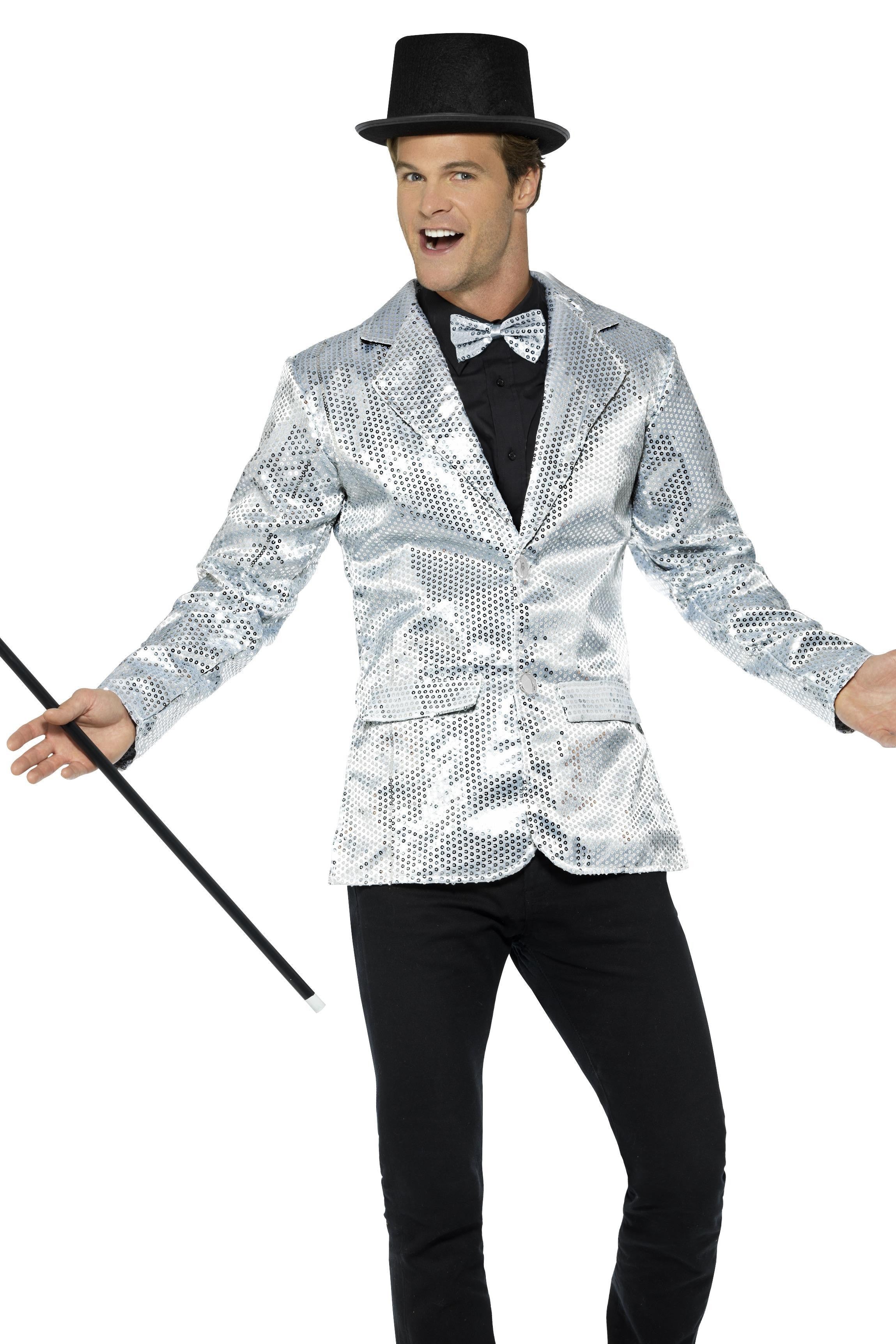 Chaqueta Plateada con Lentejuelas para Hombre Chaquetas, Chalecos y Camisas Smiffys