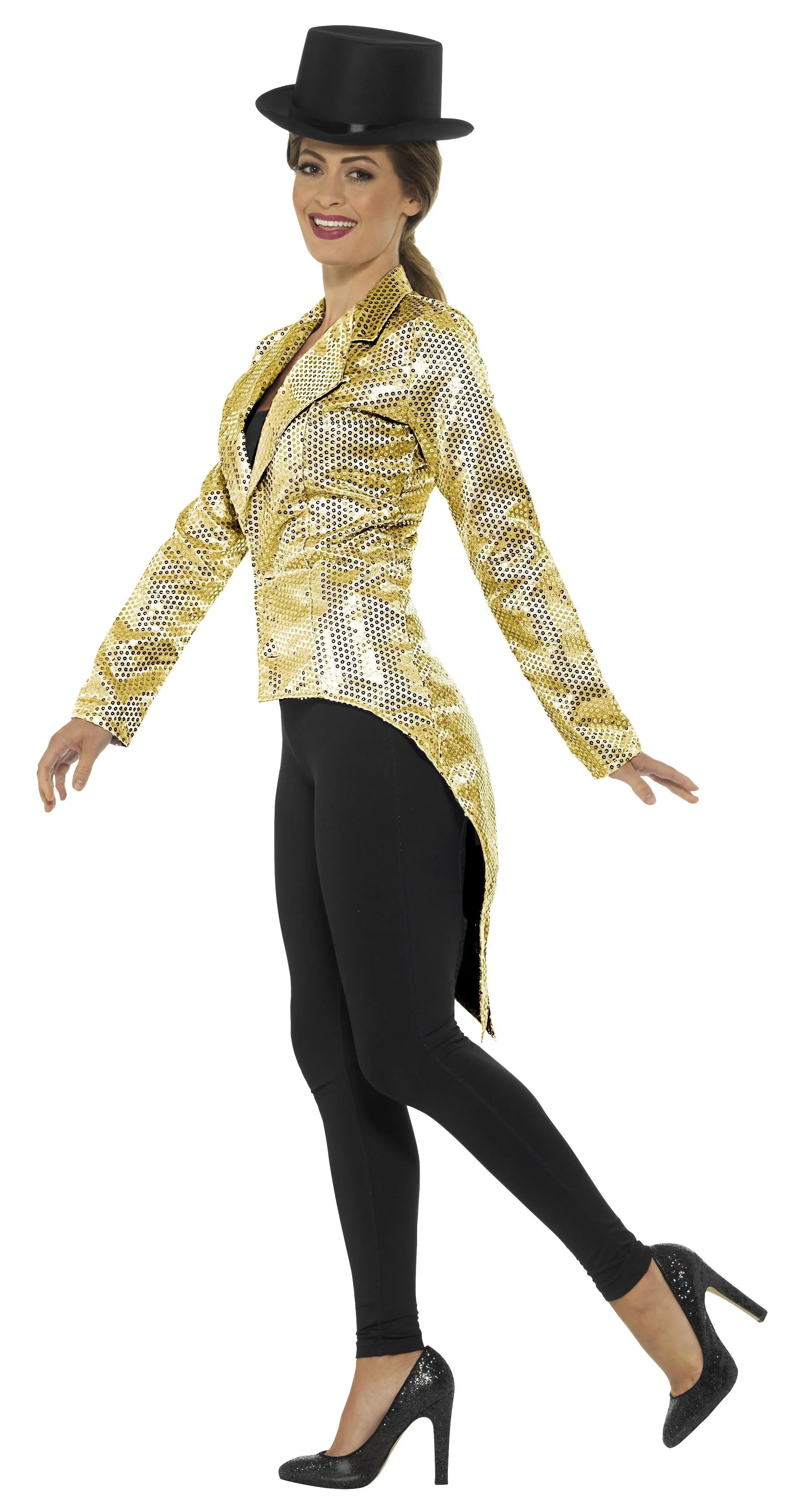 Chaqueta de Frac Dorada con Lentejuelas para Mujer Chaquetas, Chalecos y Camisas Smiffys