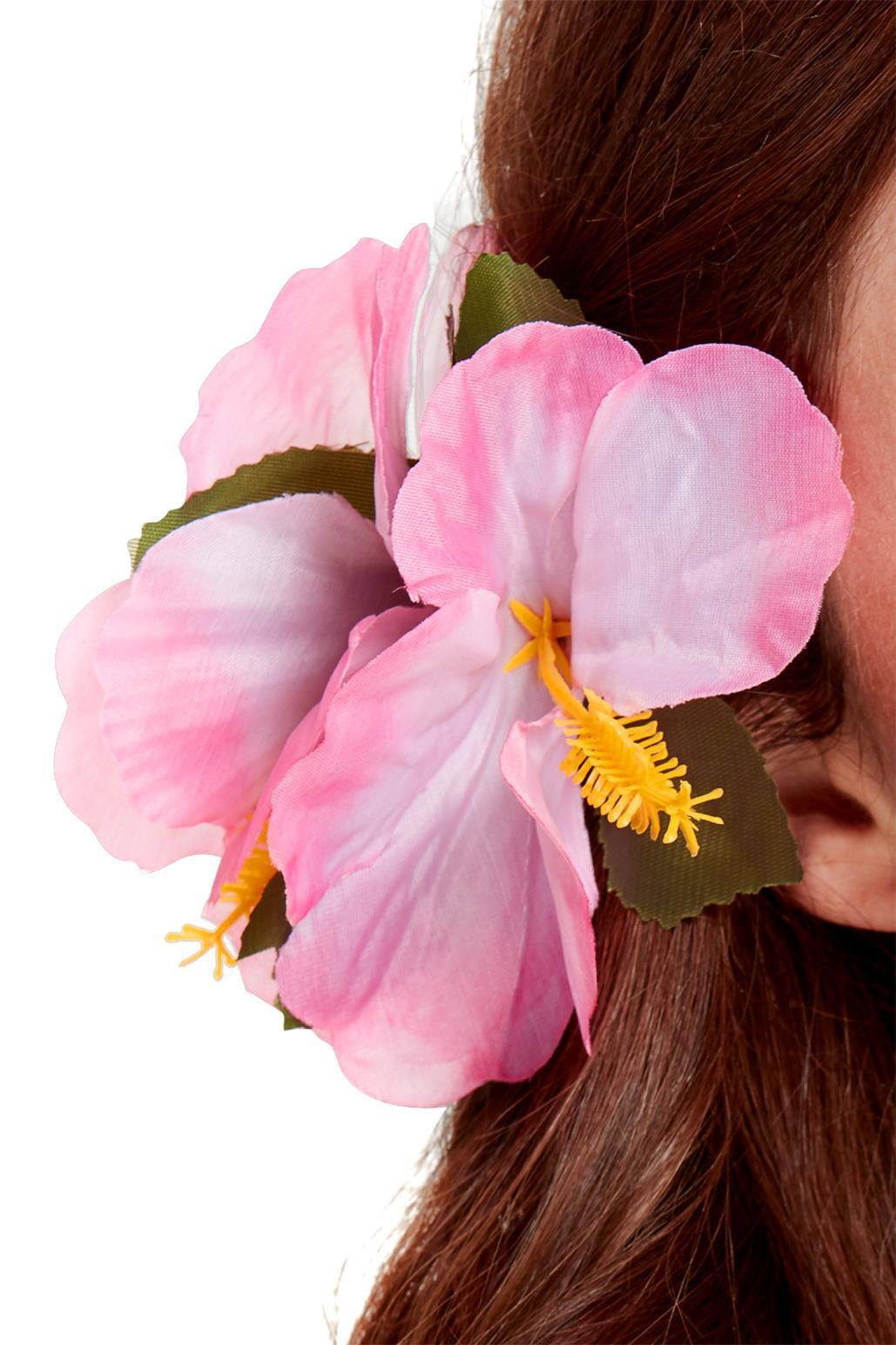 Flor Hawaiana Rosa para el Pelo Complementos Hawaianos Smiffys