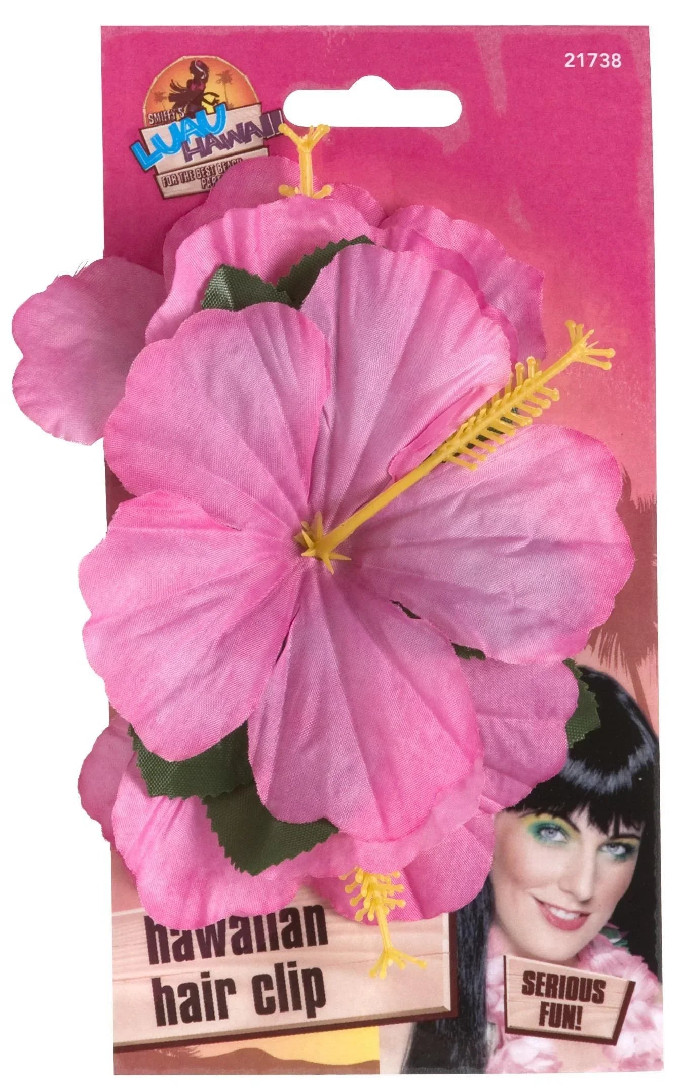 Flor Hawaiana Rosa para el Pelo Complementos Hawaianos Smiffys