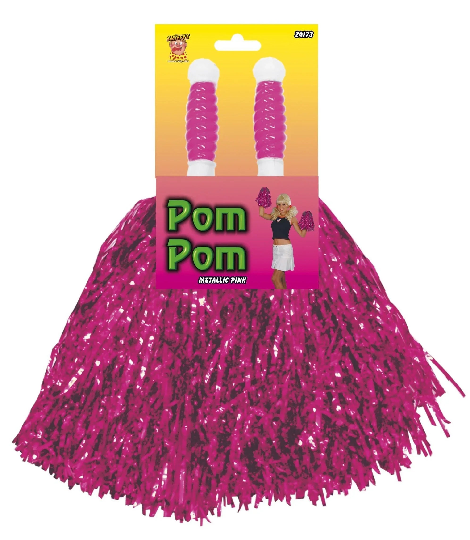 Pompones Rosa Fucsia de Animadora Pompones Smiffys