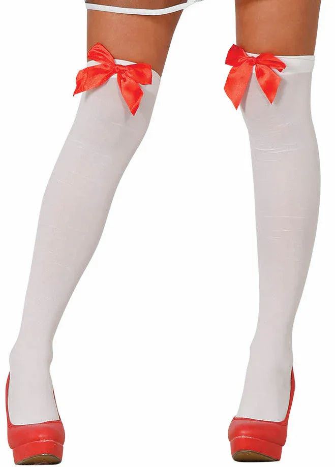 Medias Blancas con Lazos en Color Rojo Medias y Pantys Guirca