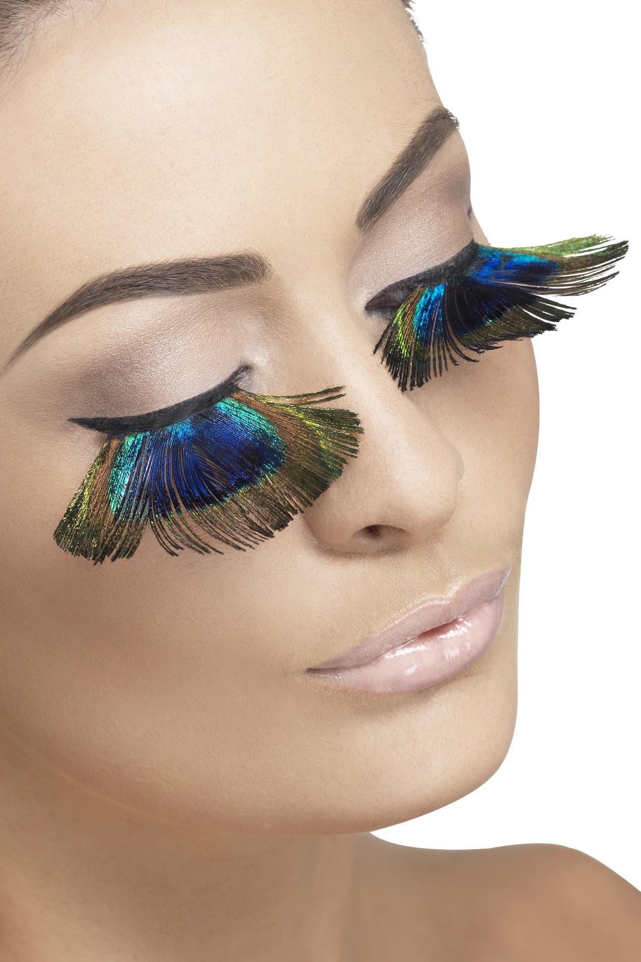 Pestañas de Pluma Pavo Real Largas Pestañas Smiffys