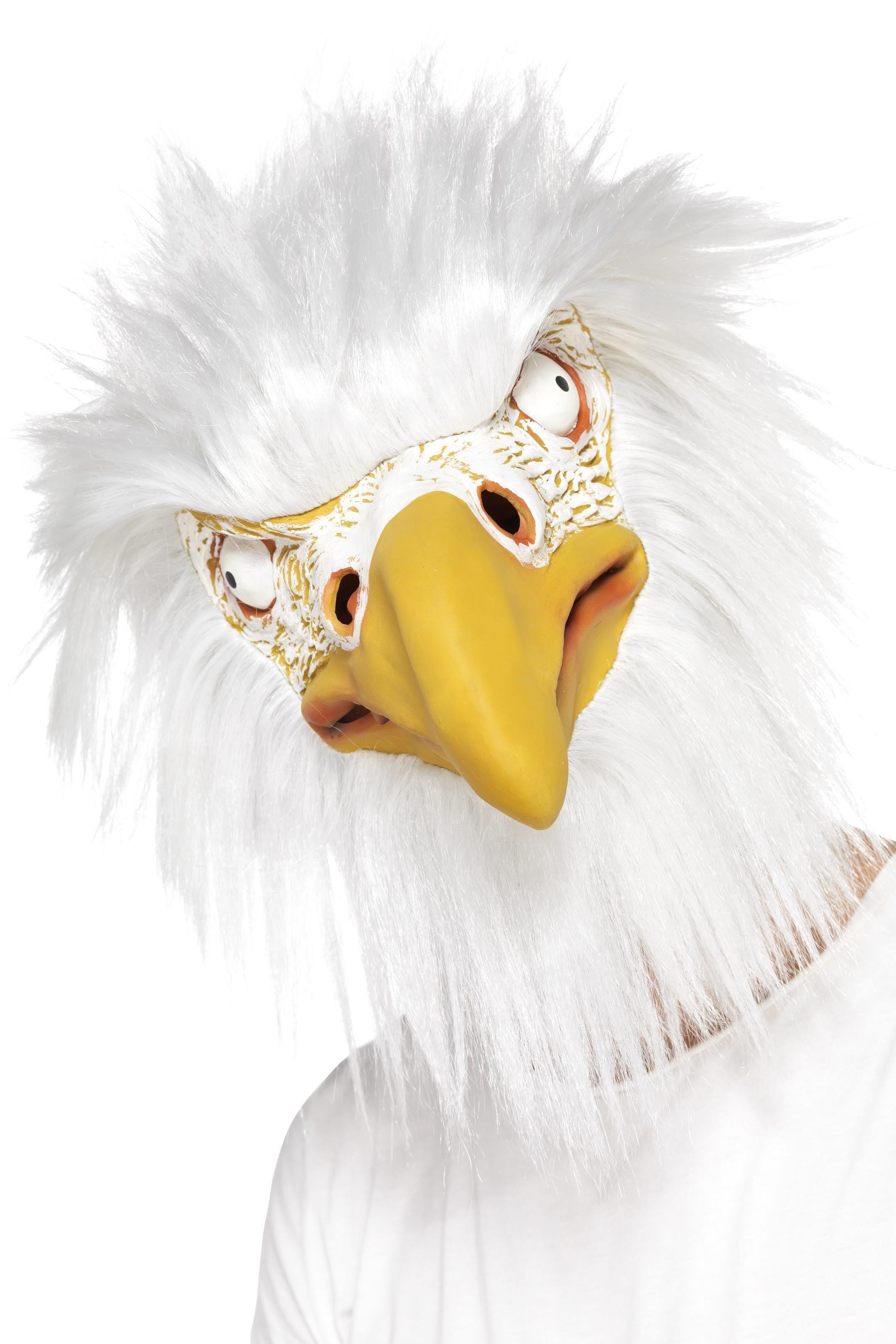Máscara de Águila Blanca con Pelo Complementos de Animales Smiffys