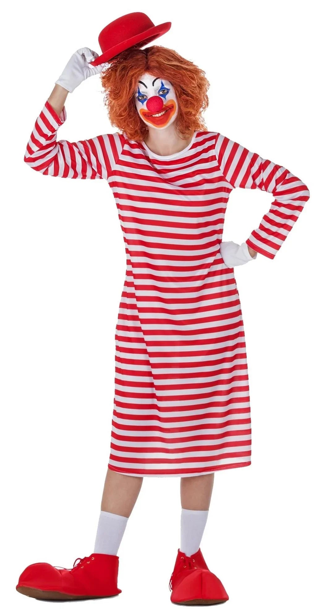 Disfraz de Payasa con Camisón de Rayas para Mujer Payaso Kimokawaii