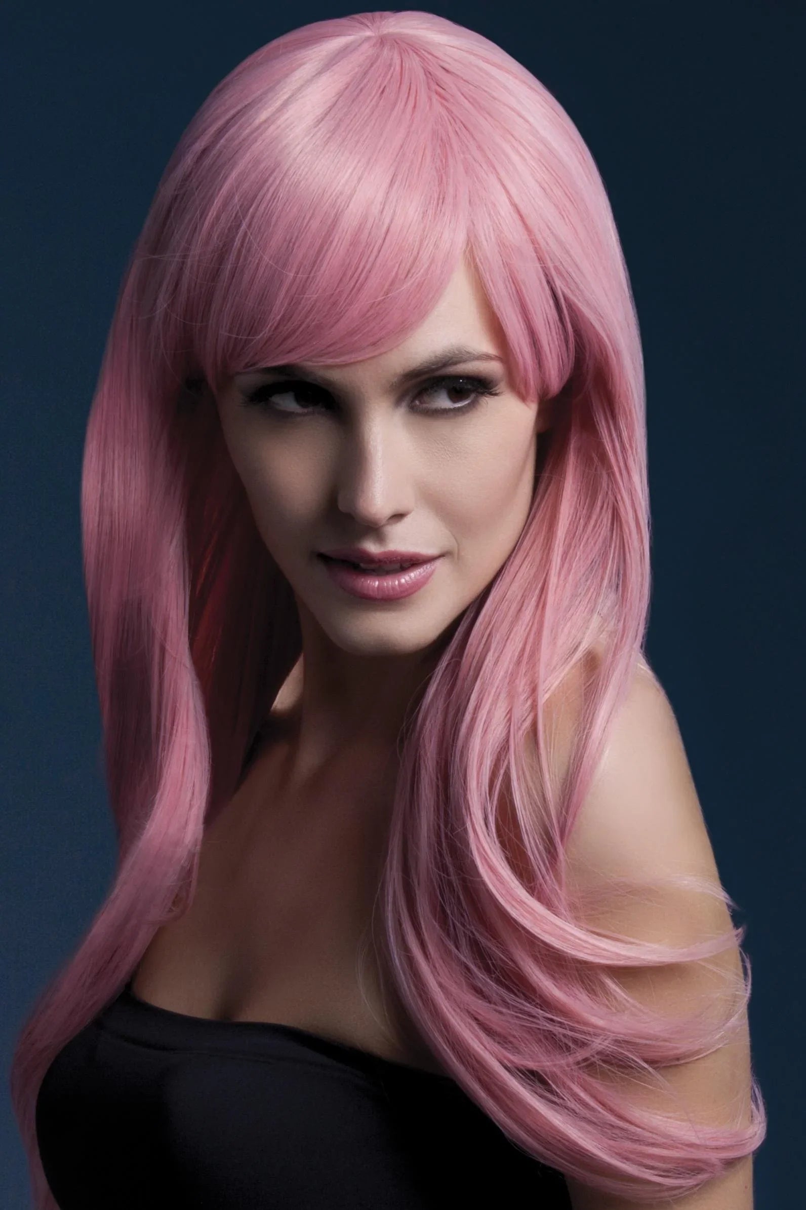 Peluca Rosa Pastel de Pelo Largo Ondulado Premium Pelucas Rosas Smiffys