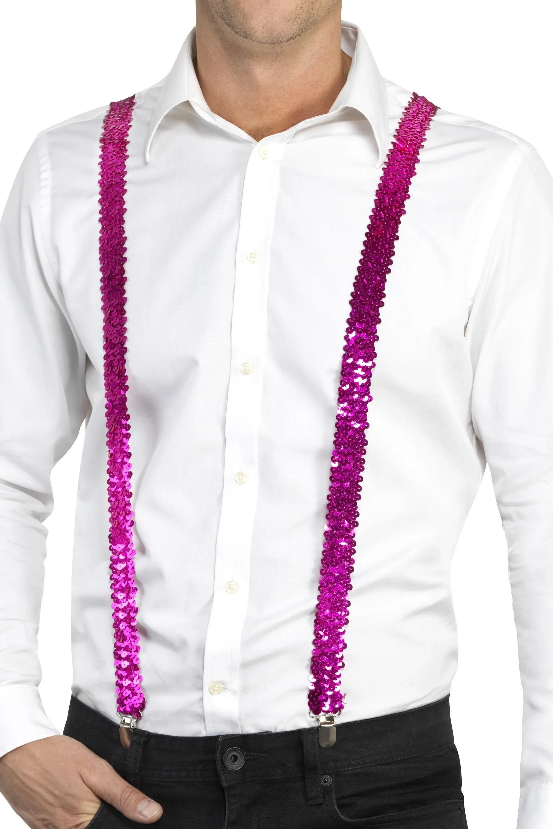 Tirantes Rosas con Lentejuelas para Adulto Tirantes Smiffys