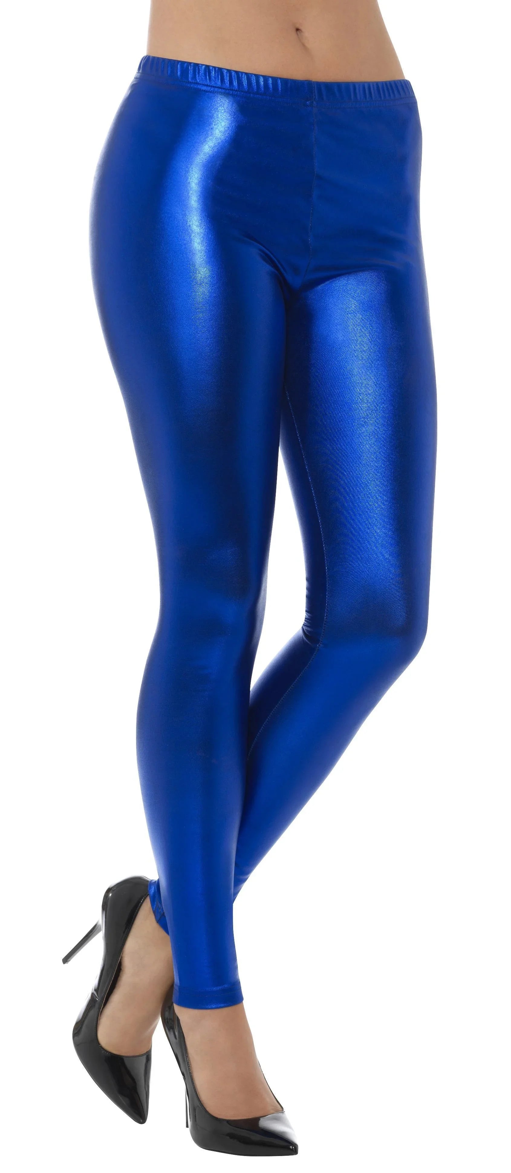 Leggings Azules Metalizados Años 80 para Mujer Leggings Smiffys