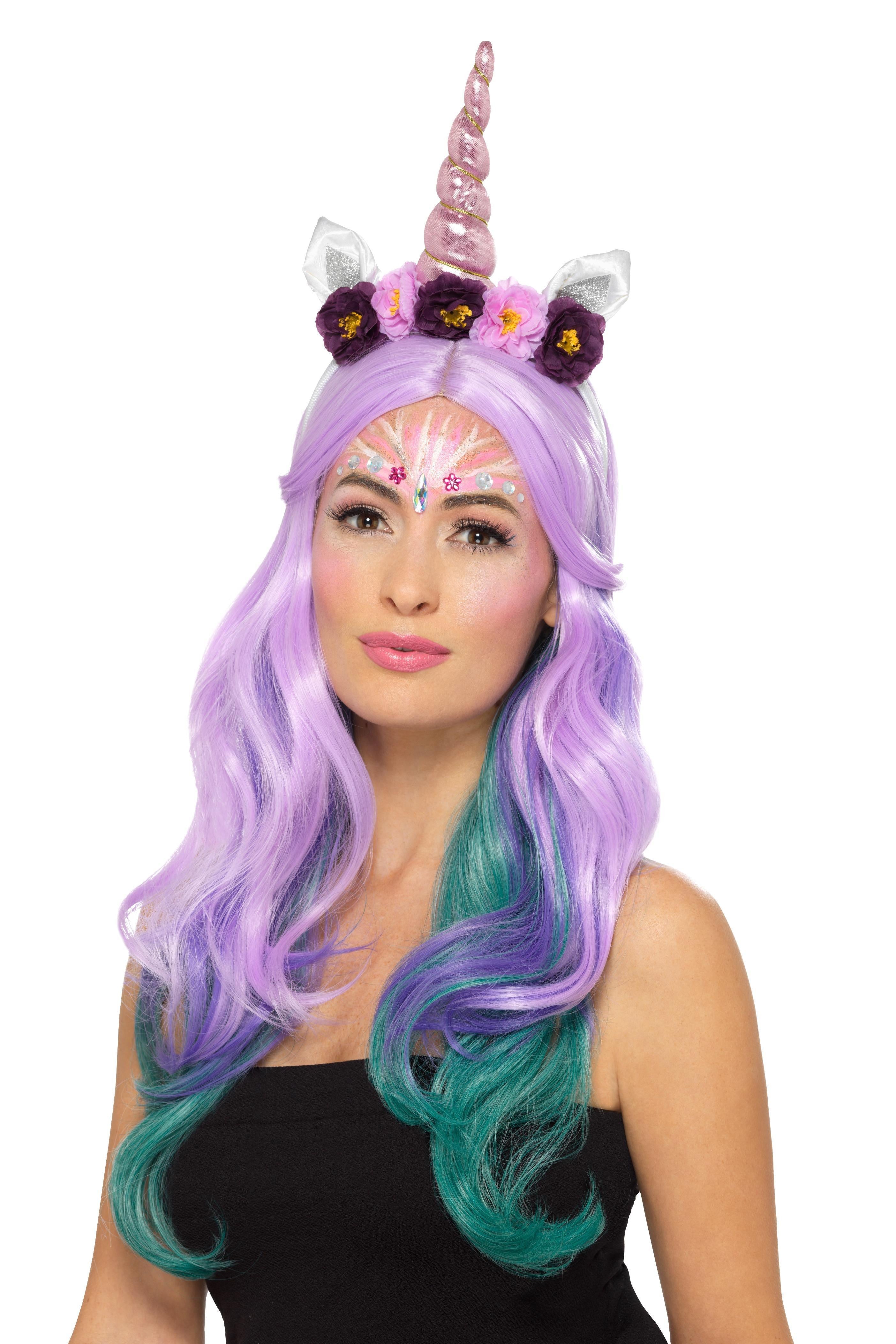 Maquillaje de Unicornio con Gemas y Purpurina Kits de Maquillaje Smiffys