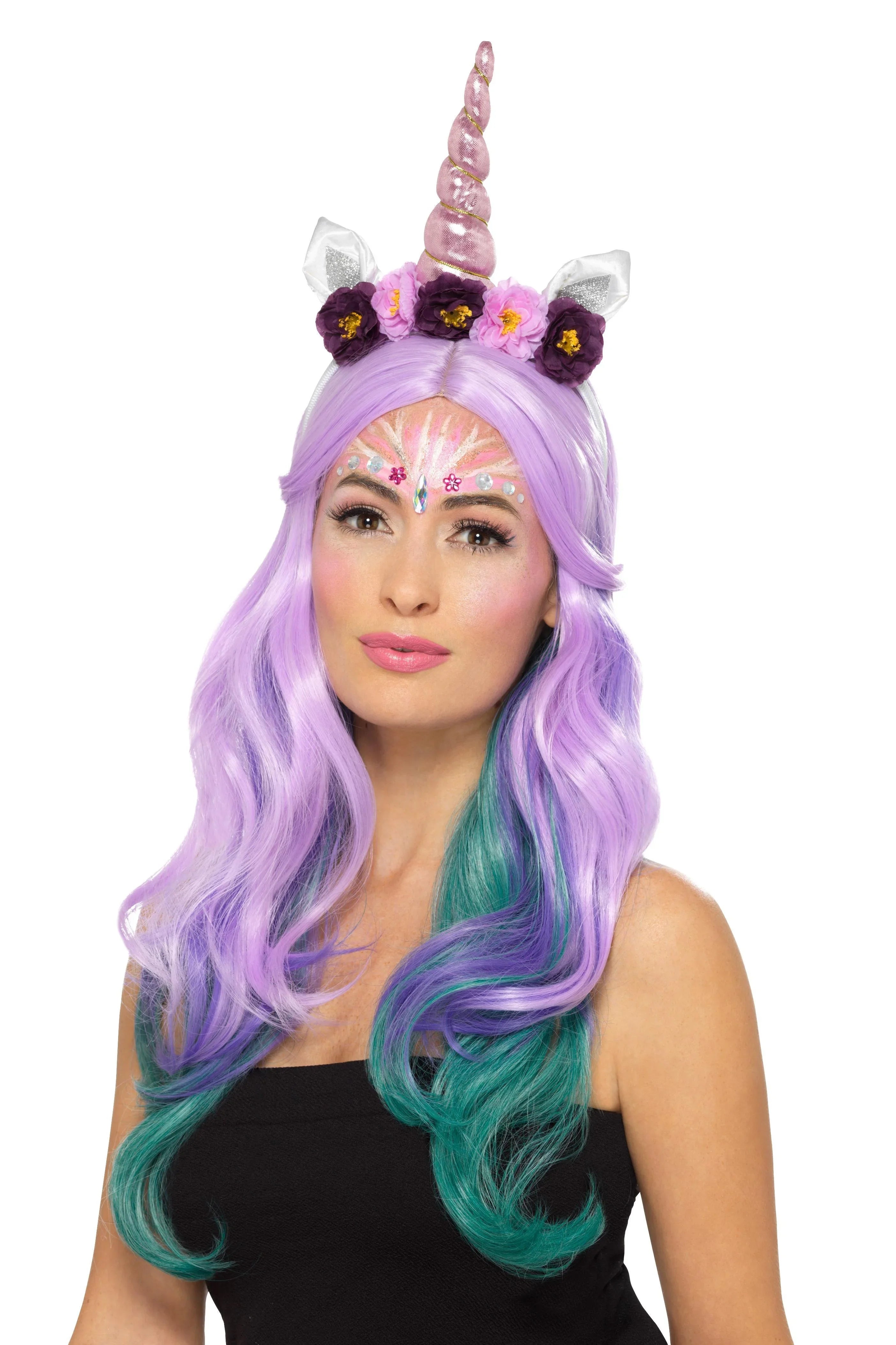Maquillaje de Unicornio con Gemas y Purpurina Kits de Maquillaje Smiffys