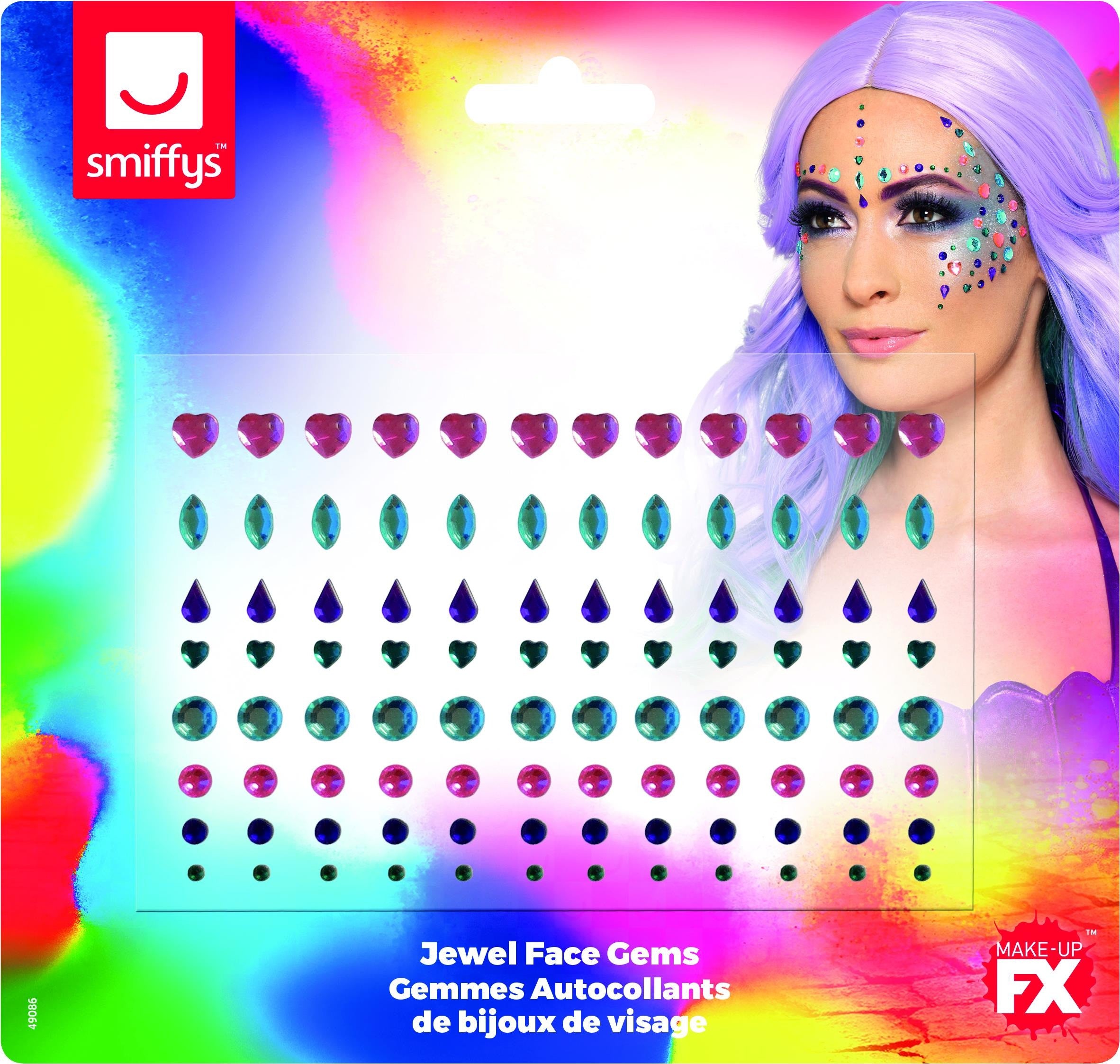 Gemas Faciales con Formas y Colores para Maquillaje Accesorios de Maquillaje Smiffys