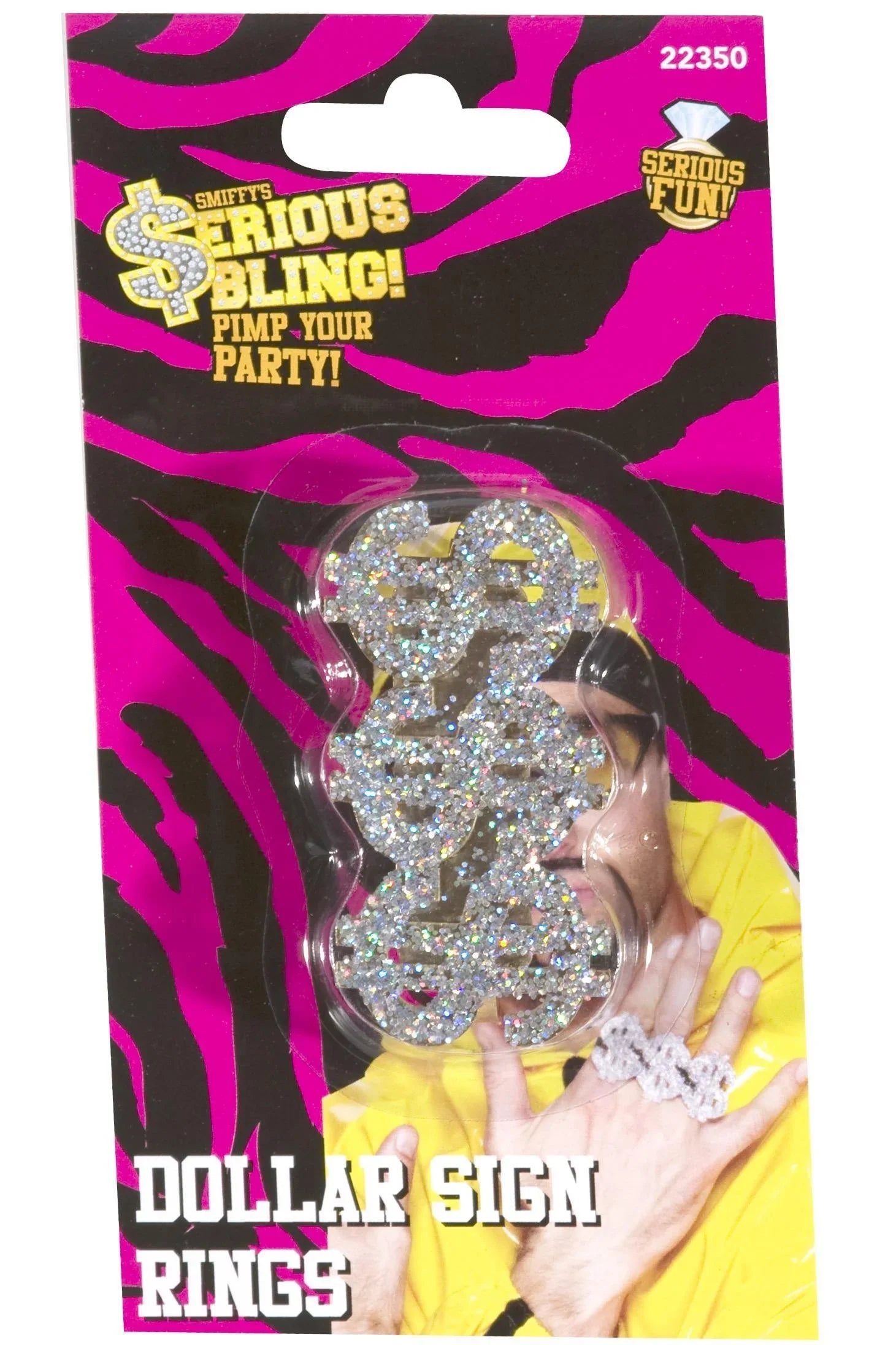 Anillo de Rapero con Símbolos del Dólar Raperos y Hip Hop Smiffys