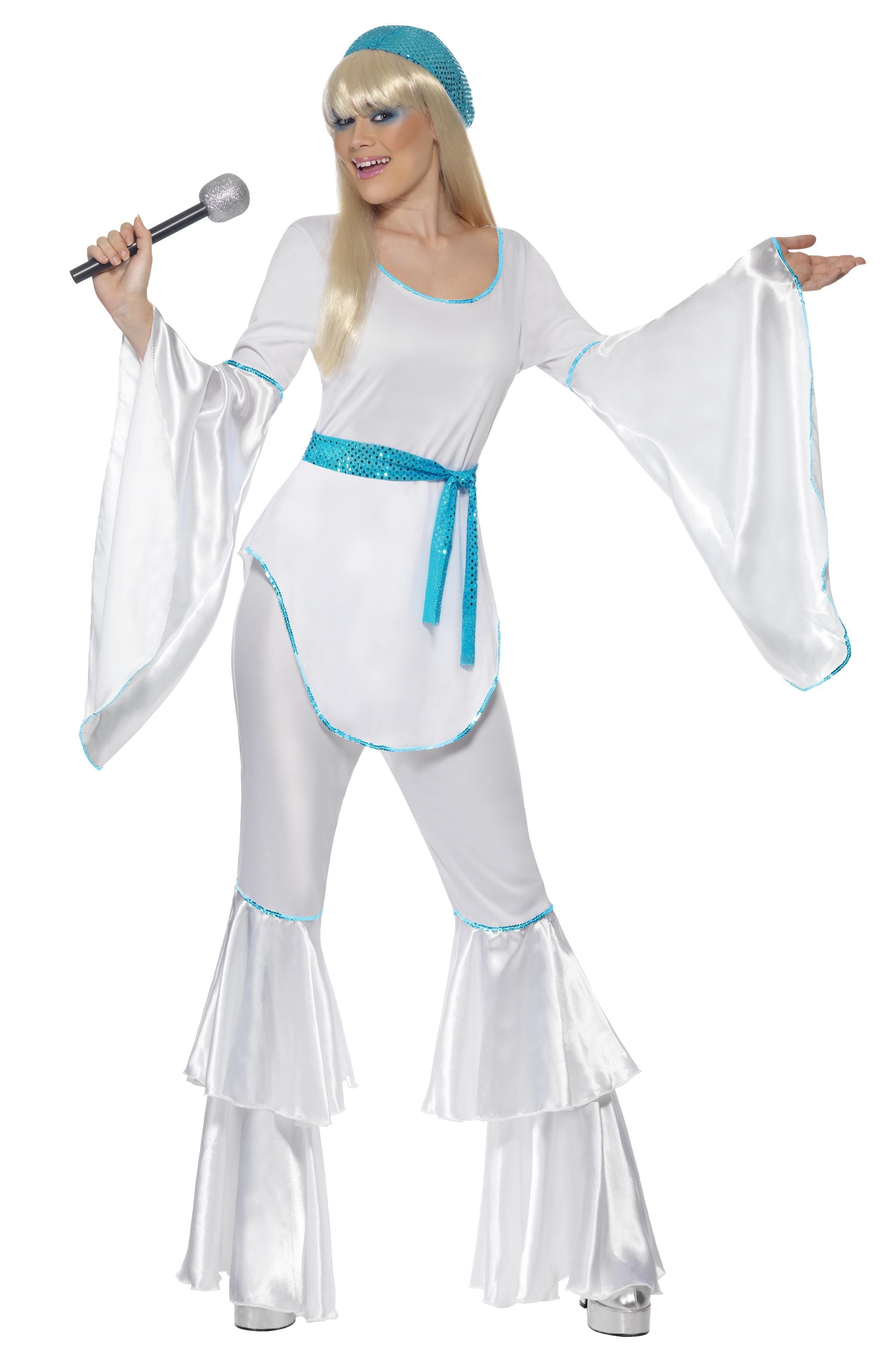 Disfraz de Abba Años 70 Azul y Blanco para Mujer Abba Smiffys