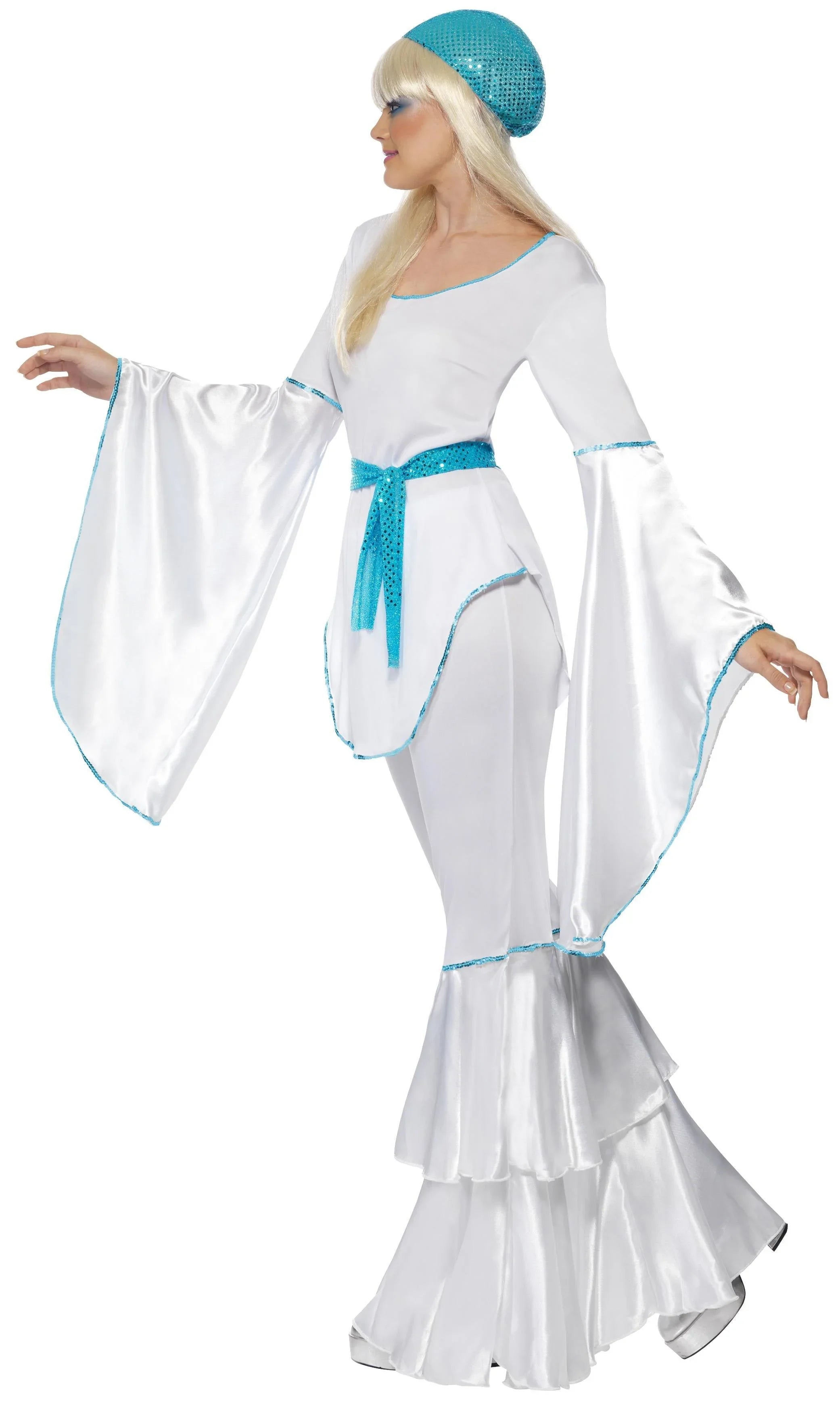 Disfraz de Abba Años 70 Azul y Blanco para Mujer Abba Smiffys