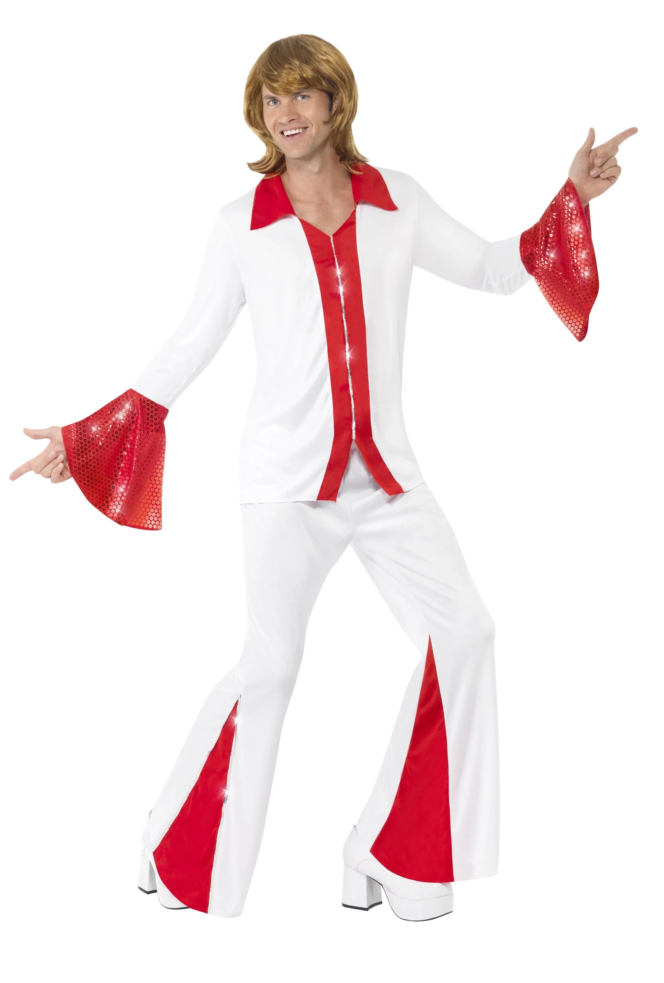 Disfraz de Abba Años 70 Rojo y Blanco para Hombre Abba Smiffys