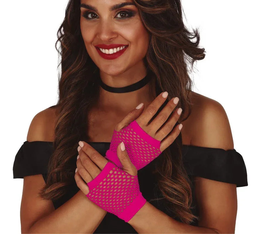 Guantes Rosa Fucsia de Rejilla Sin Dedos Guantes Guirca