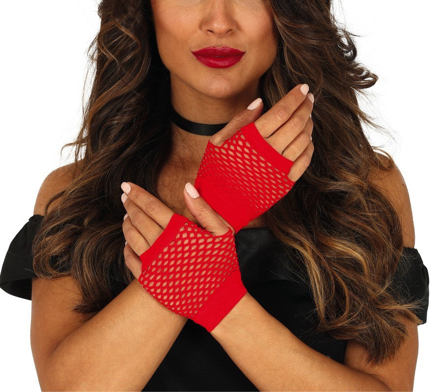 Guantes Rojos de Rejilla Sin Dedos Guantes Guirca